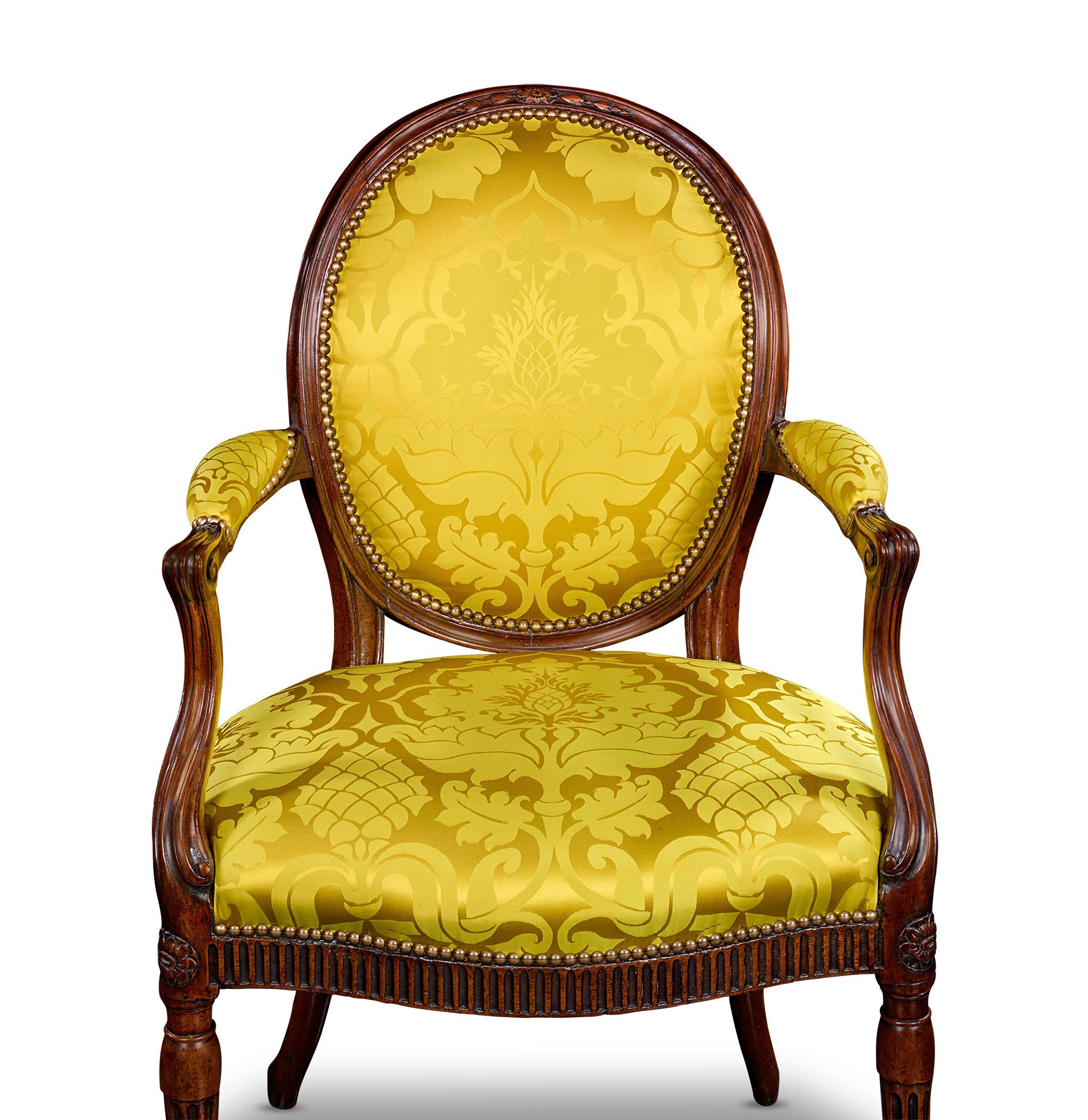 English Pair Of Mahogany Armchairs By Thomas Chippendale For Sale