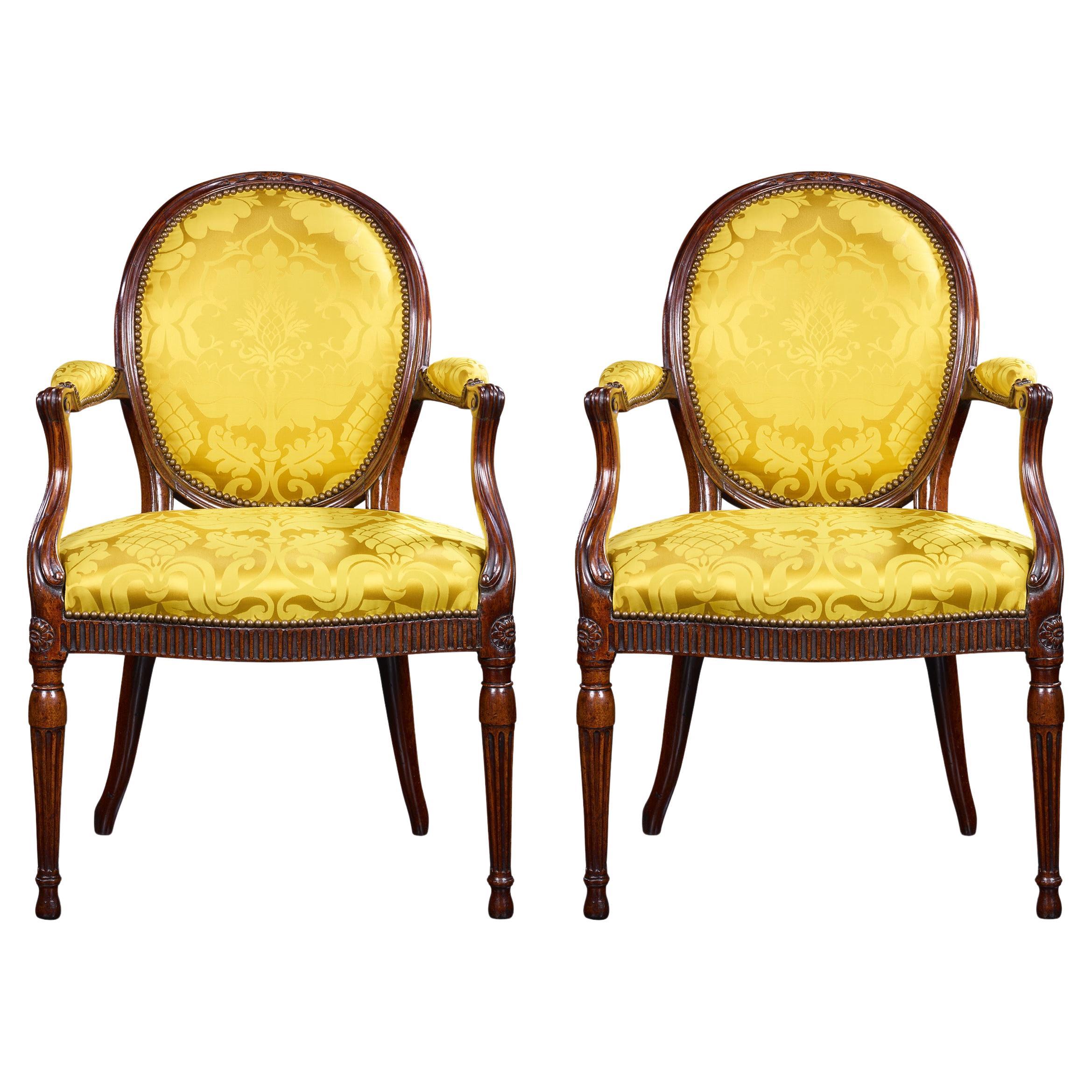 Pair Of Mahogany Armchairs By Thomas Chippendale For Sale