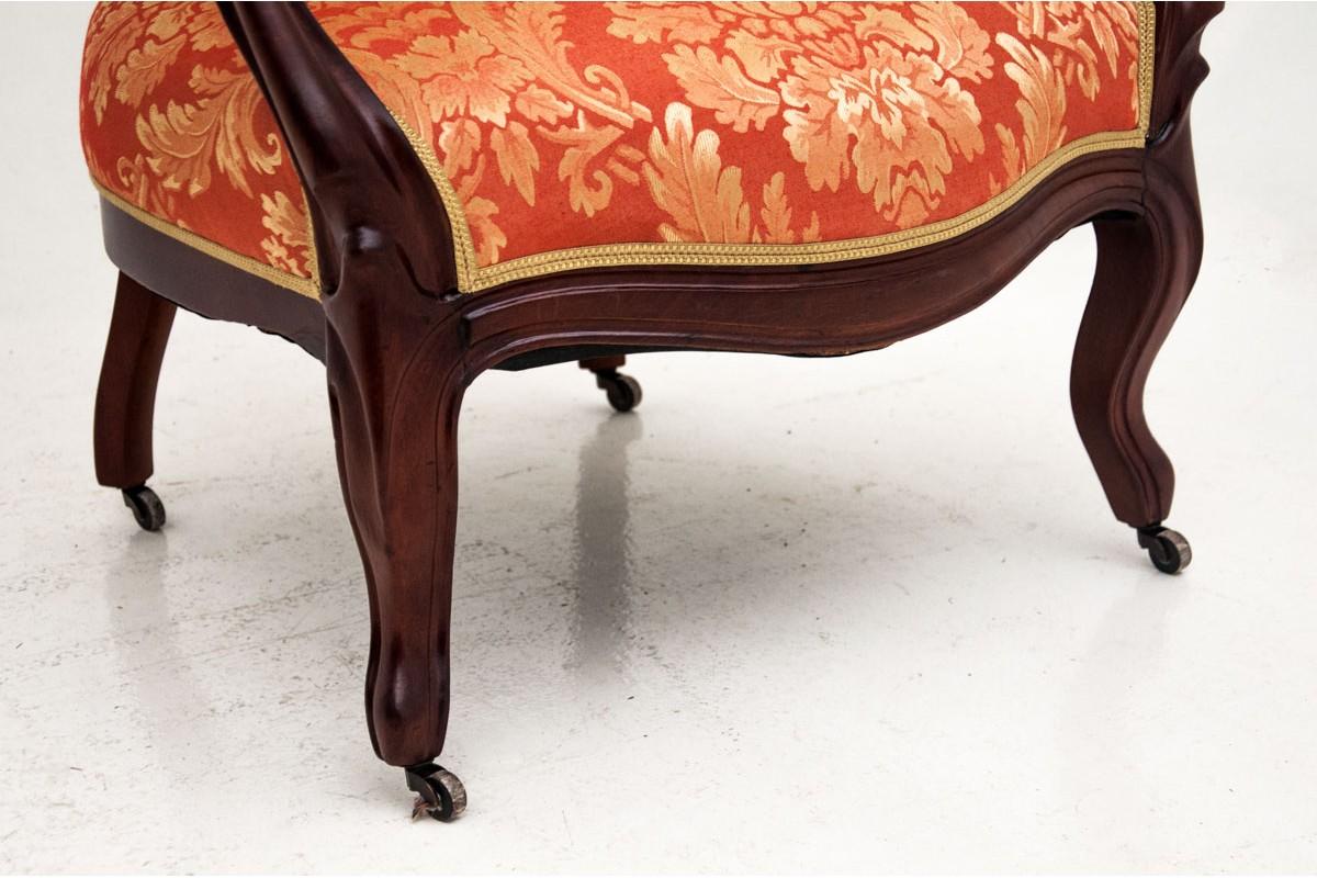 Late 19th Century Pair of Mahogany Armchairs from circa 1880, after Renovation