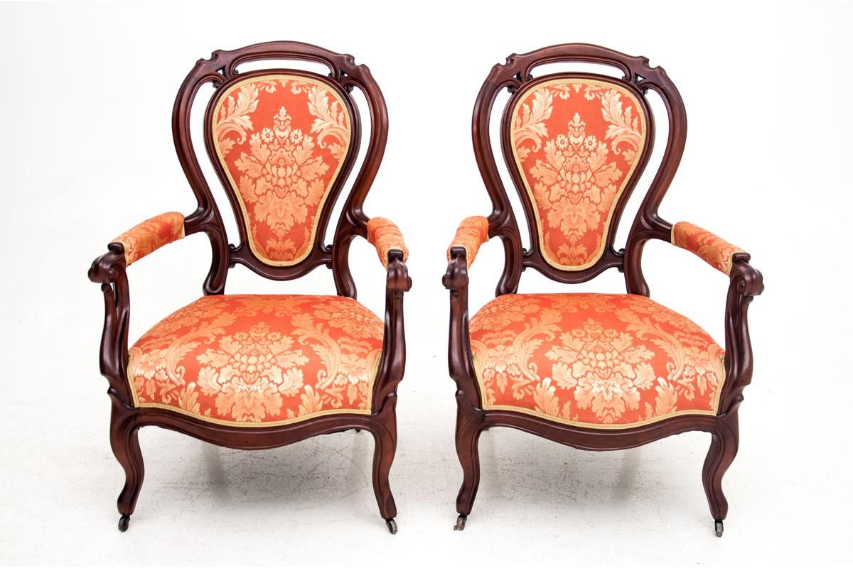 Pair of Mahogany Armchairs from circa 1880, after Renovation 1