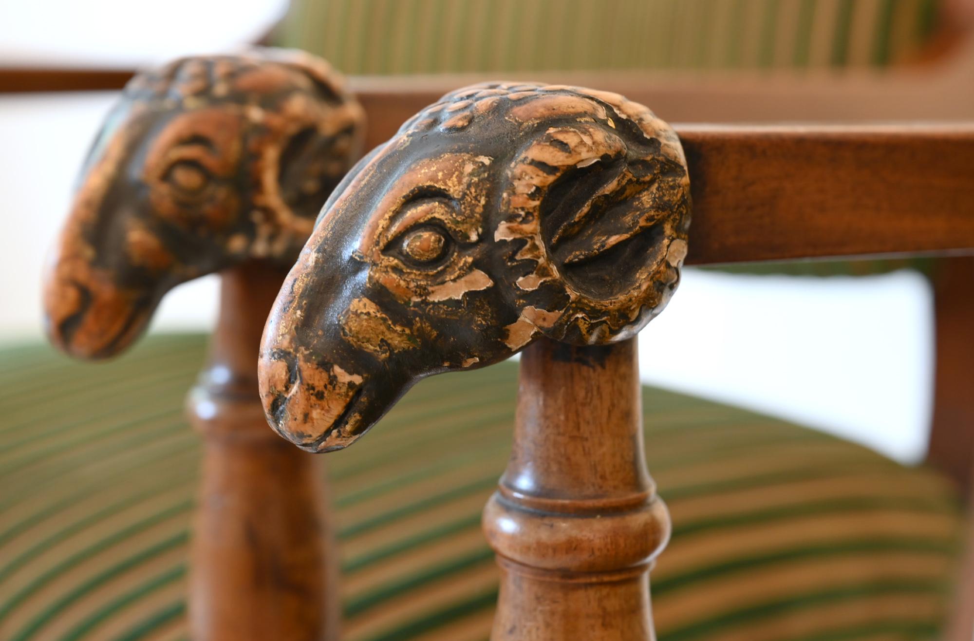 Pair of Mahogany Armchairs with Ram Heads, End of the 18th Century, Baltic 2