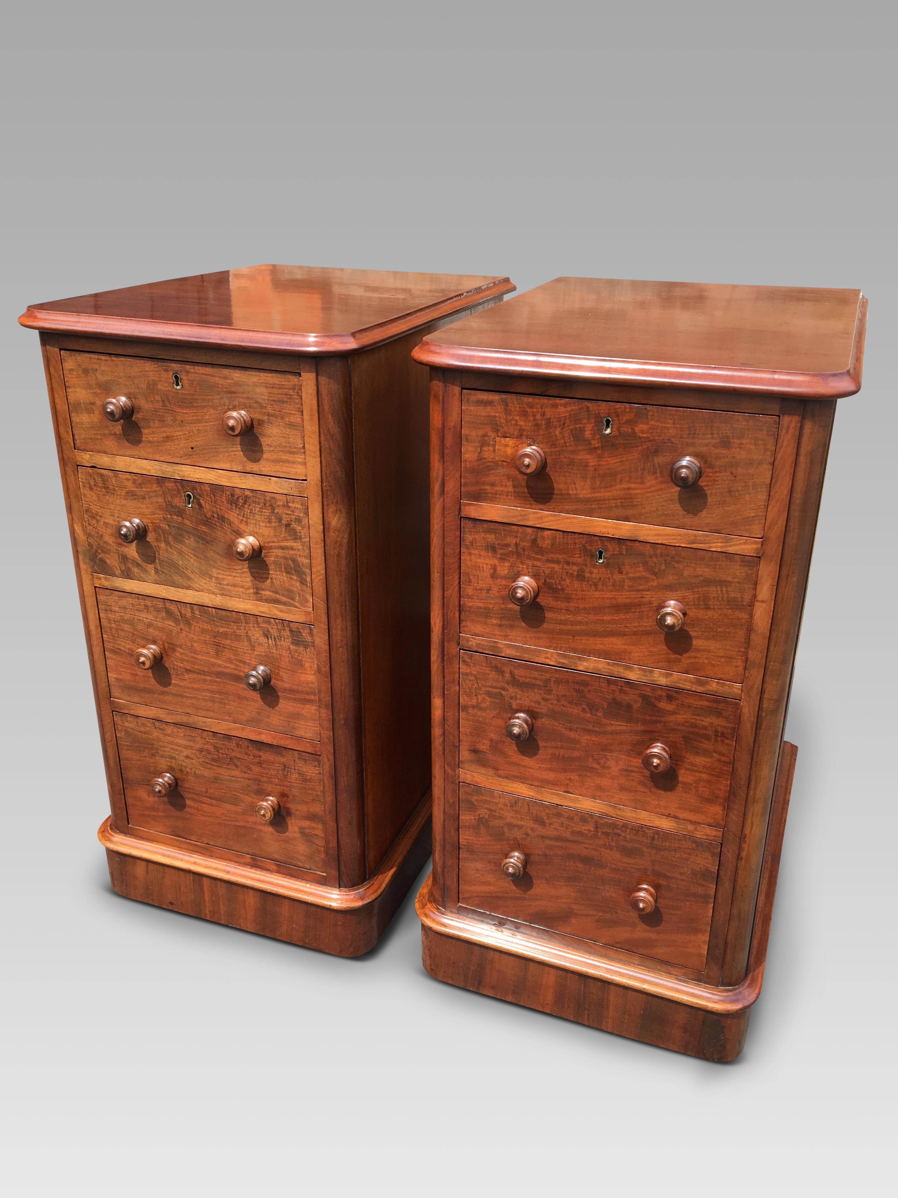 Hand-Crafted Pair of Mahogany Bedside Cabinets or Chests