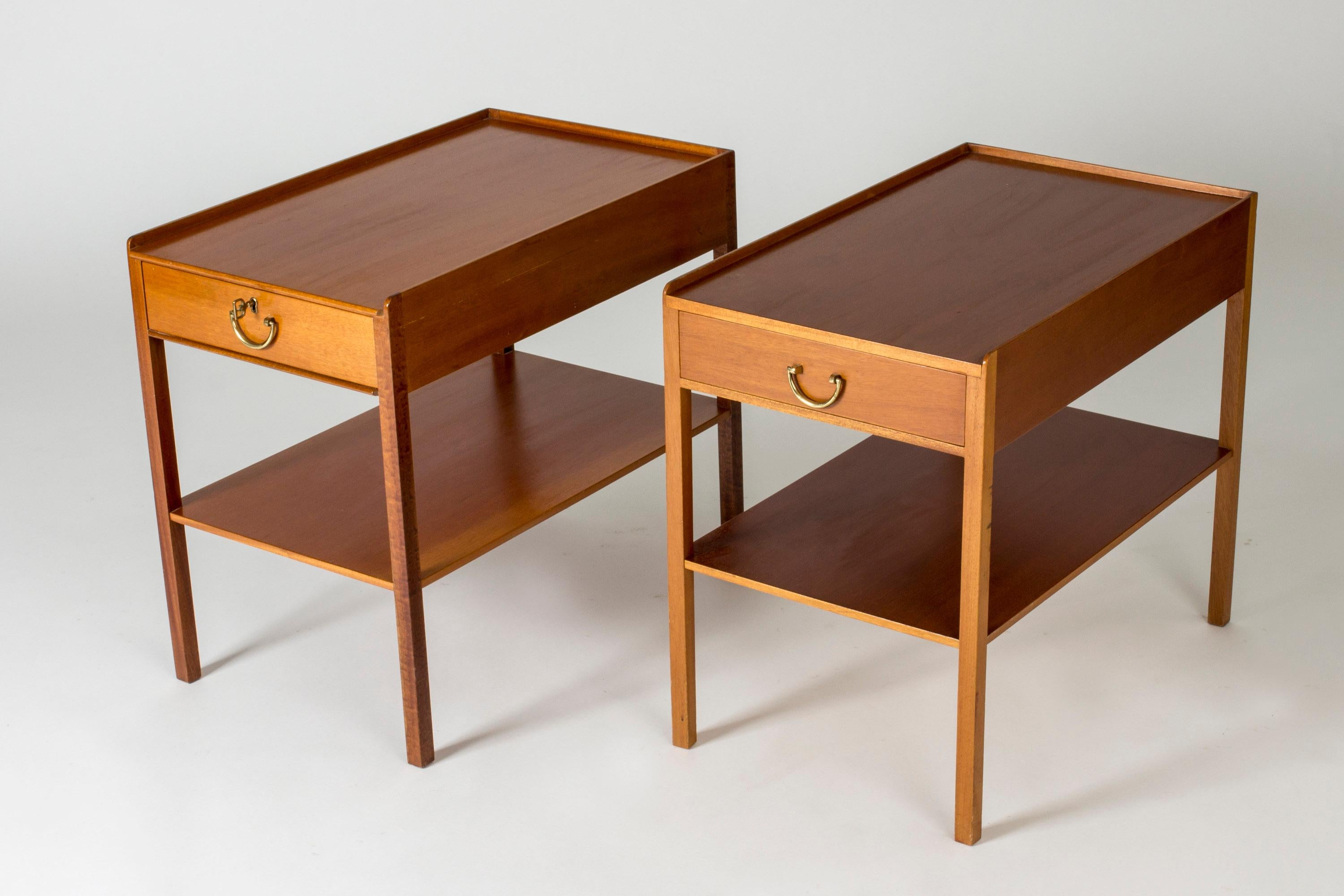 Swedish Pair of Mahogany Bedside Tables by Josef Frank for Svenskt Tenn, Sweden, 1950s