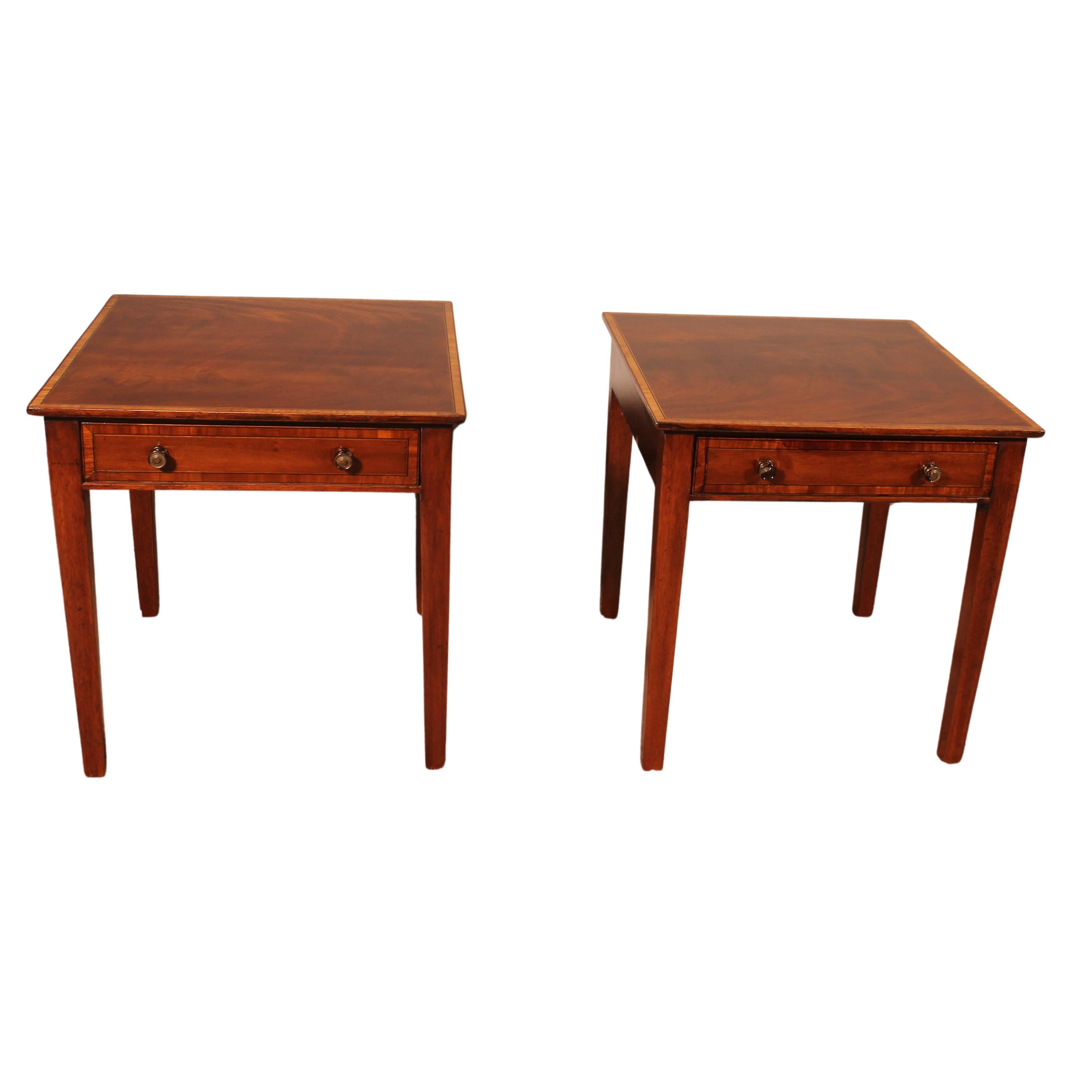 Pair Of Mahogany Bedside Tables From The Early 19th Century For Sale