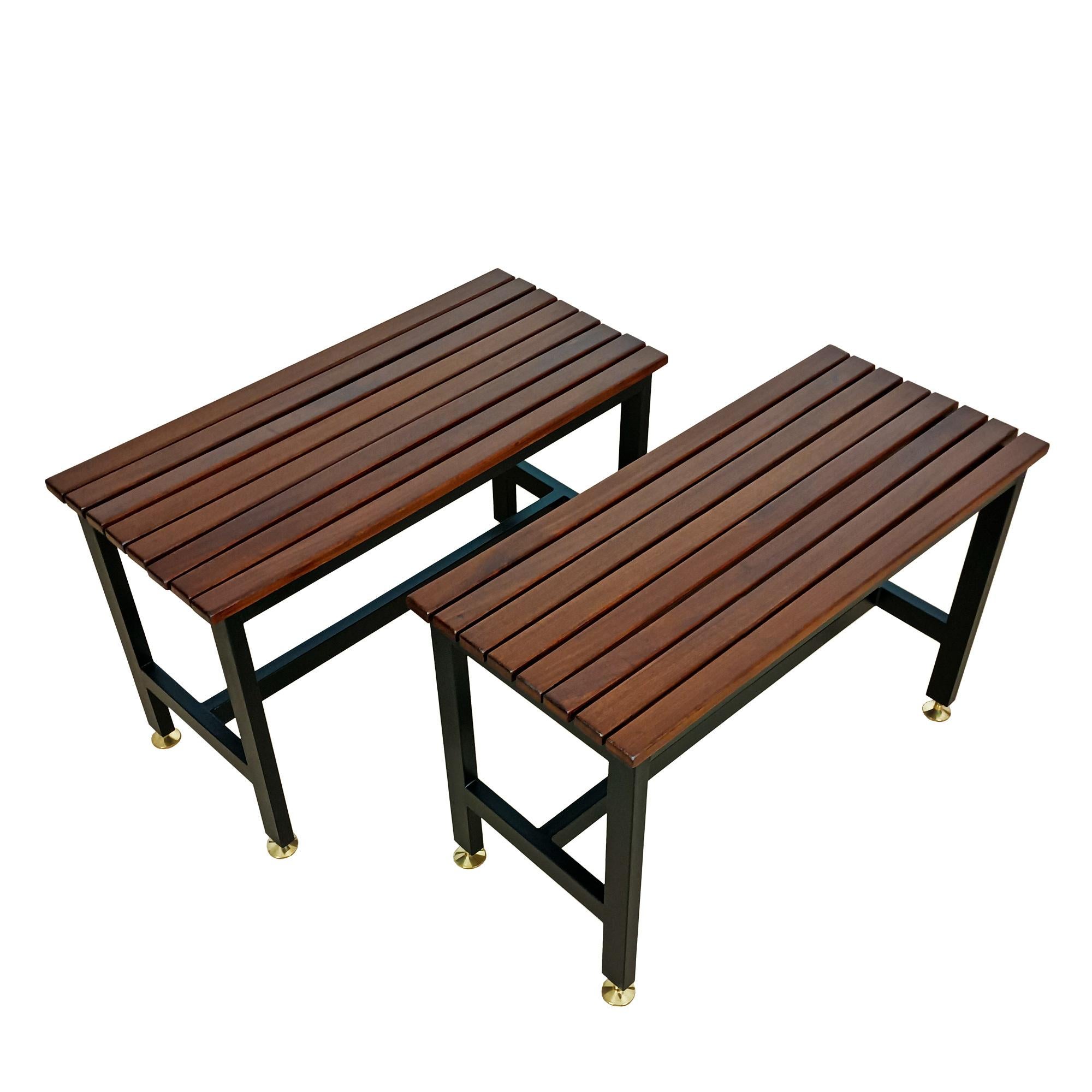 Pair of mahogany benches – Italy 1950 In Good Condition For Sale In Girona, Girona