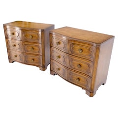 Pair of Mahogany Bow Serpentine Front 3 Drawers Bachelor Chests Grossfeld House