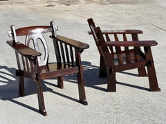 Paire de fauteuils brutalistes en acajou, 1950
