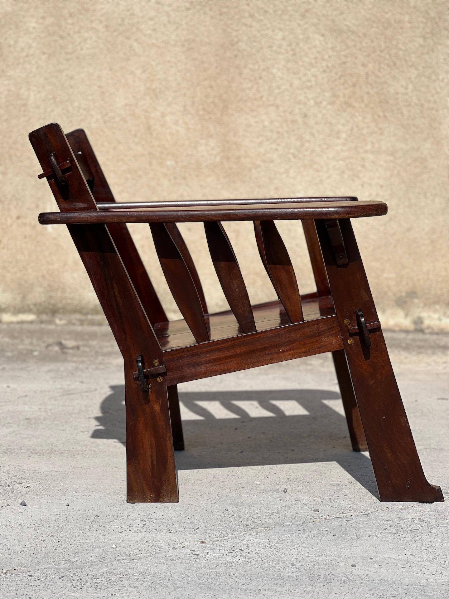 Pair of Mahogany Brutalist Armchairs, 1950 1