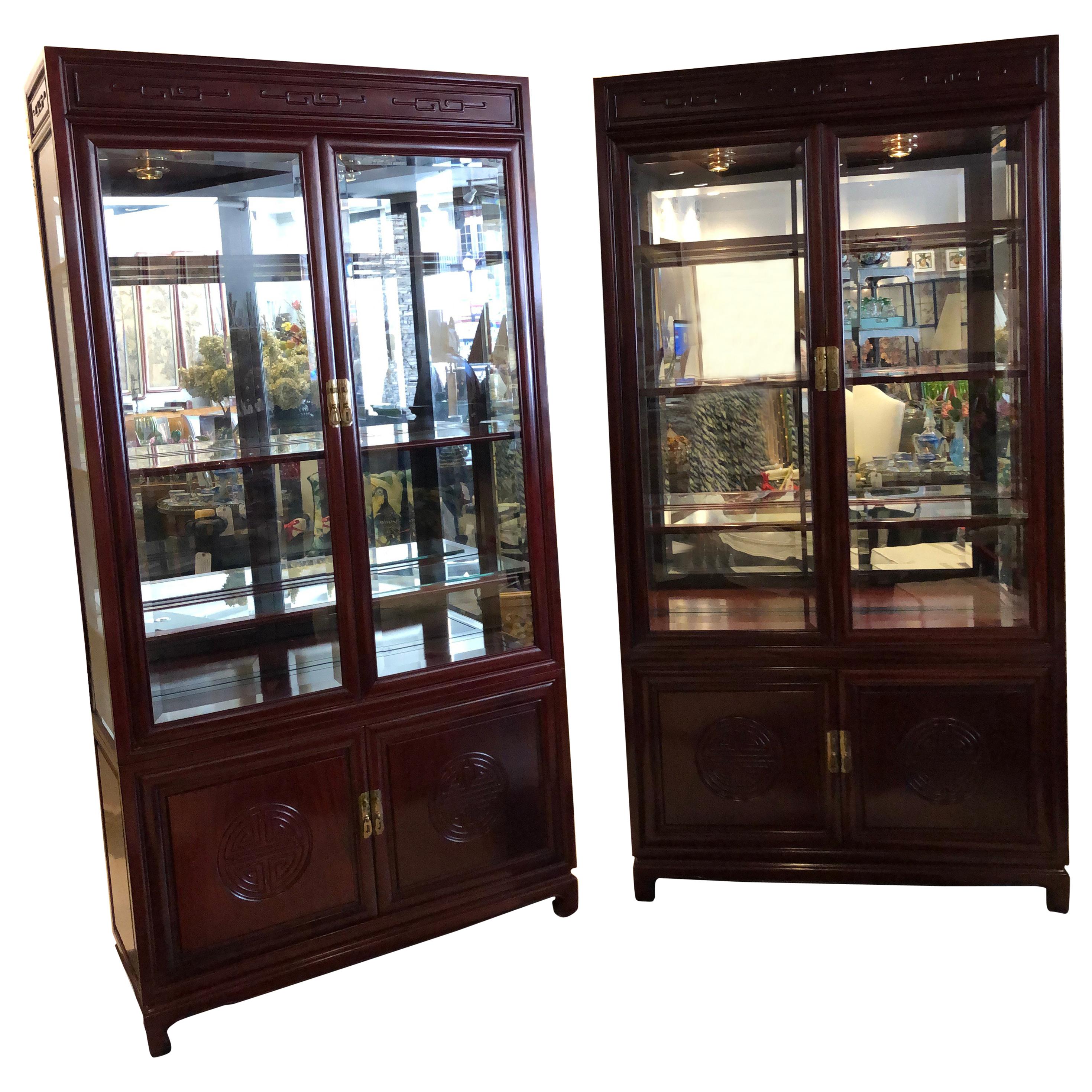 Pair of American Mahogany Cabinets in the Chinese style by John Widdicomb For Sale