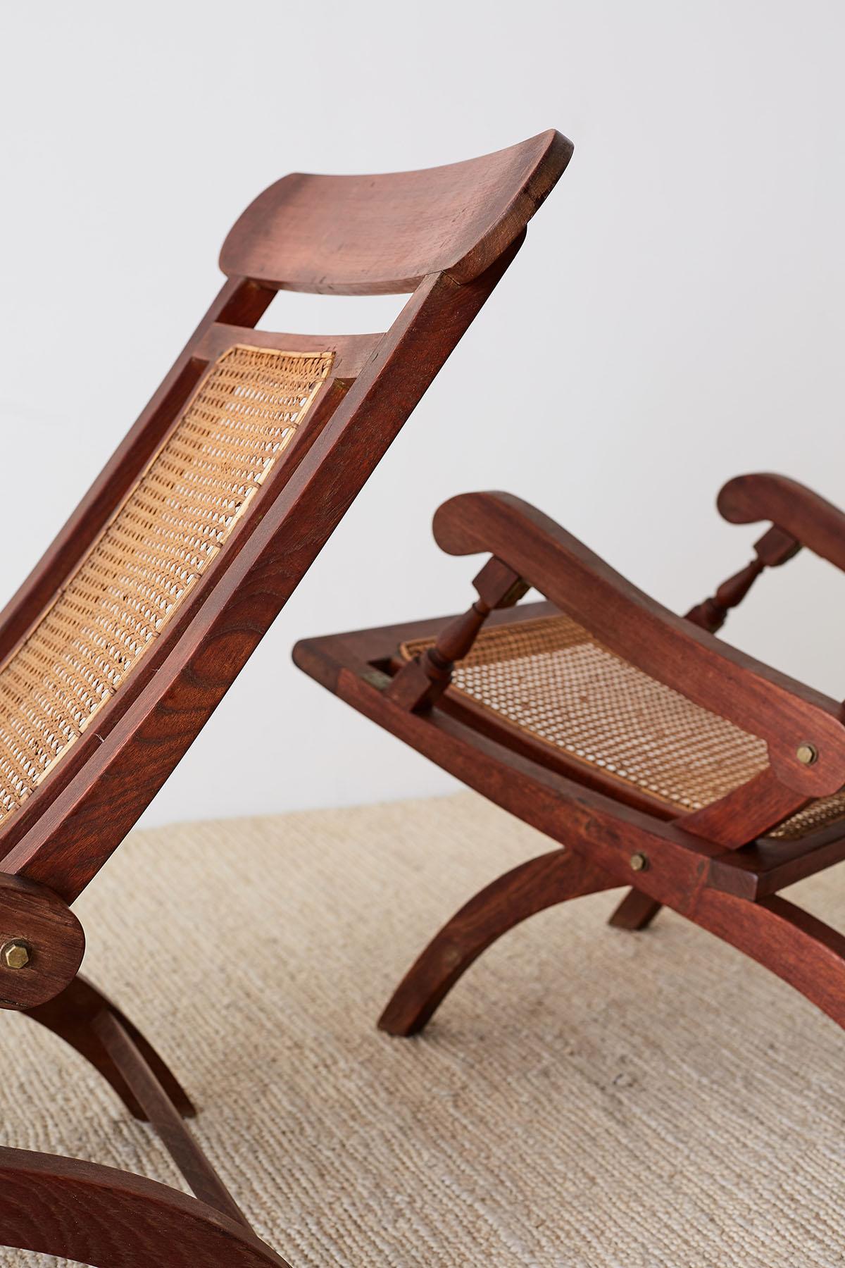 Pair of Mahogany Campaign Style Folding Plantation Chairs 7