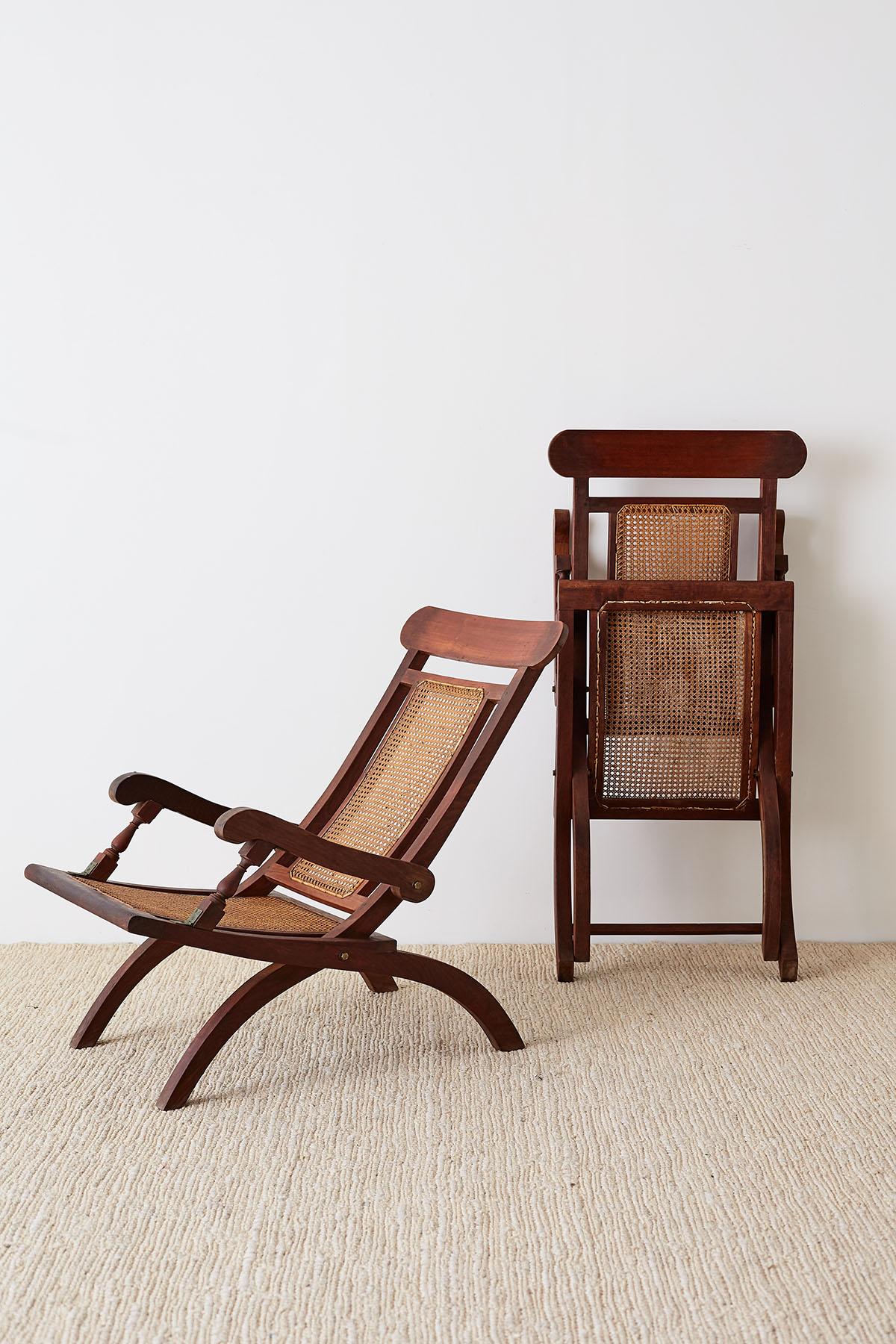 Pair of Mahogany Campaign Style Folding Plantation Chairs 11