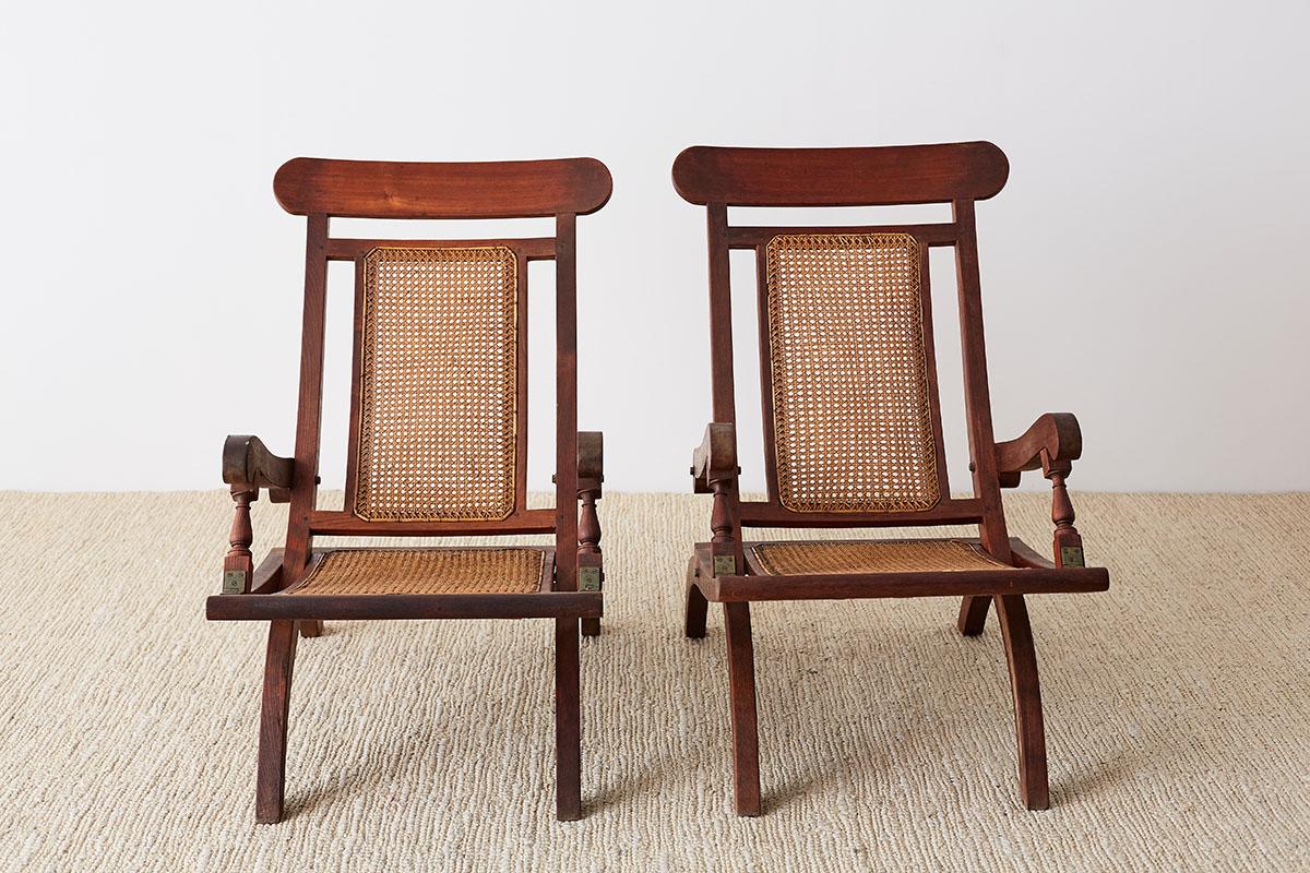 20th Century Pair of Mahogany Campaign Style Folding Plantation Chairs