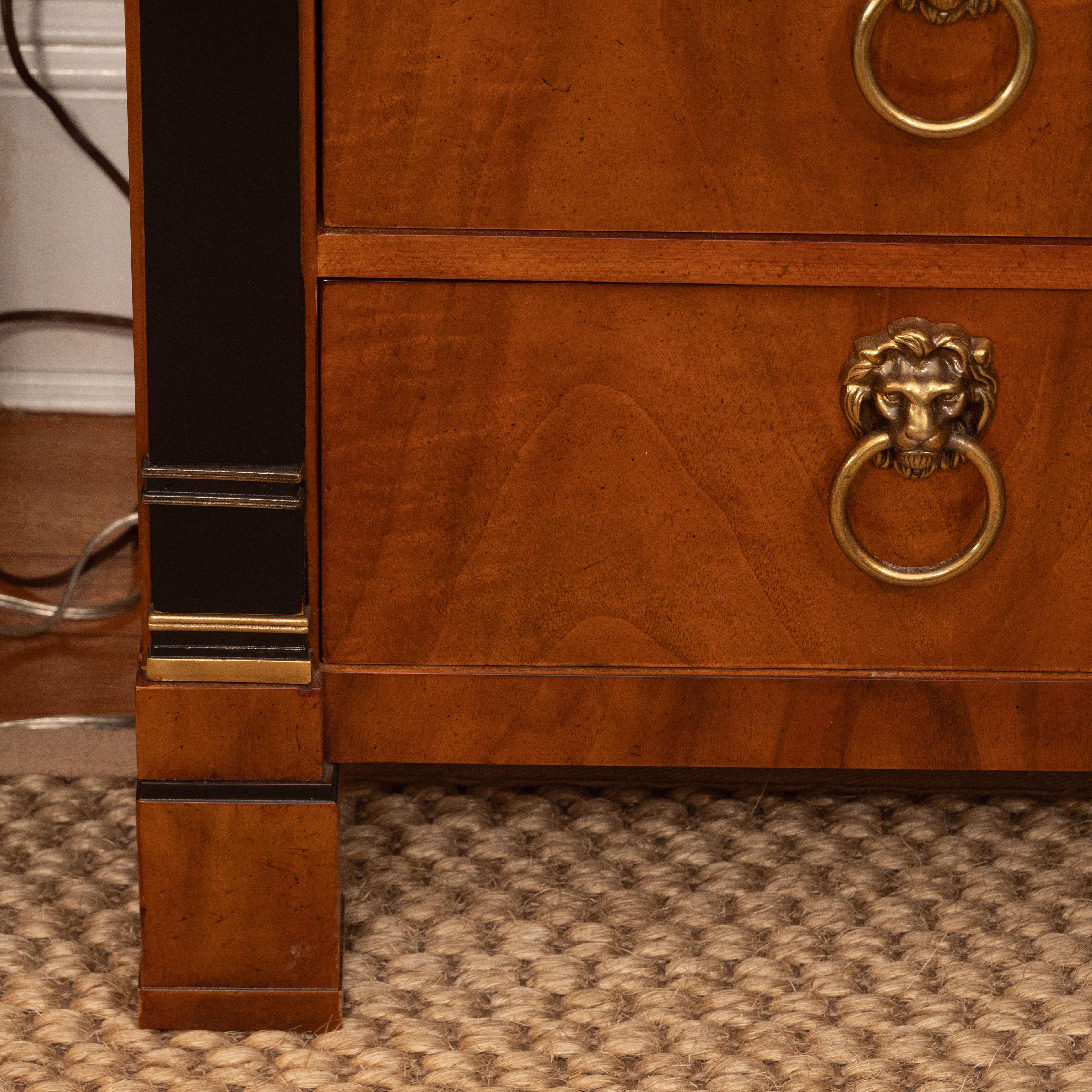 Neoclassical Pair of Mahogany Chests with Black Granite Top