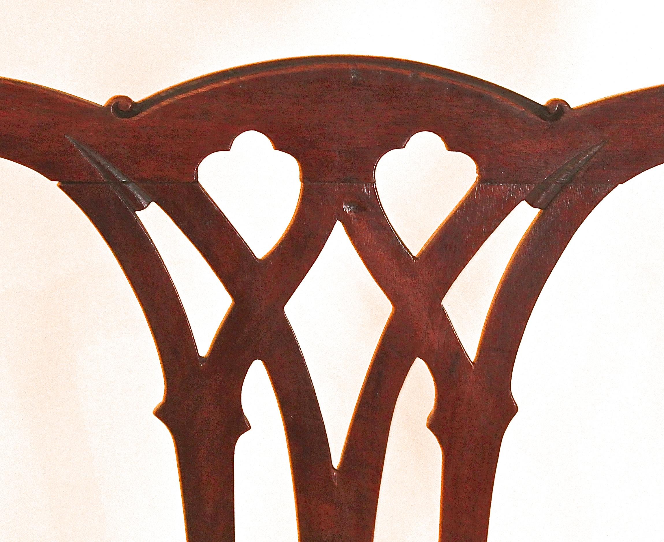 American Pair of Mahogany Chippendale Side Chairs For Sale