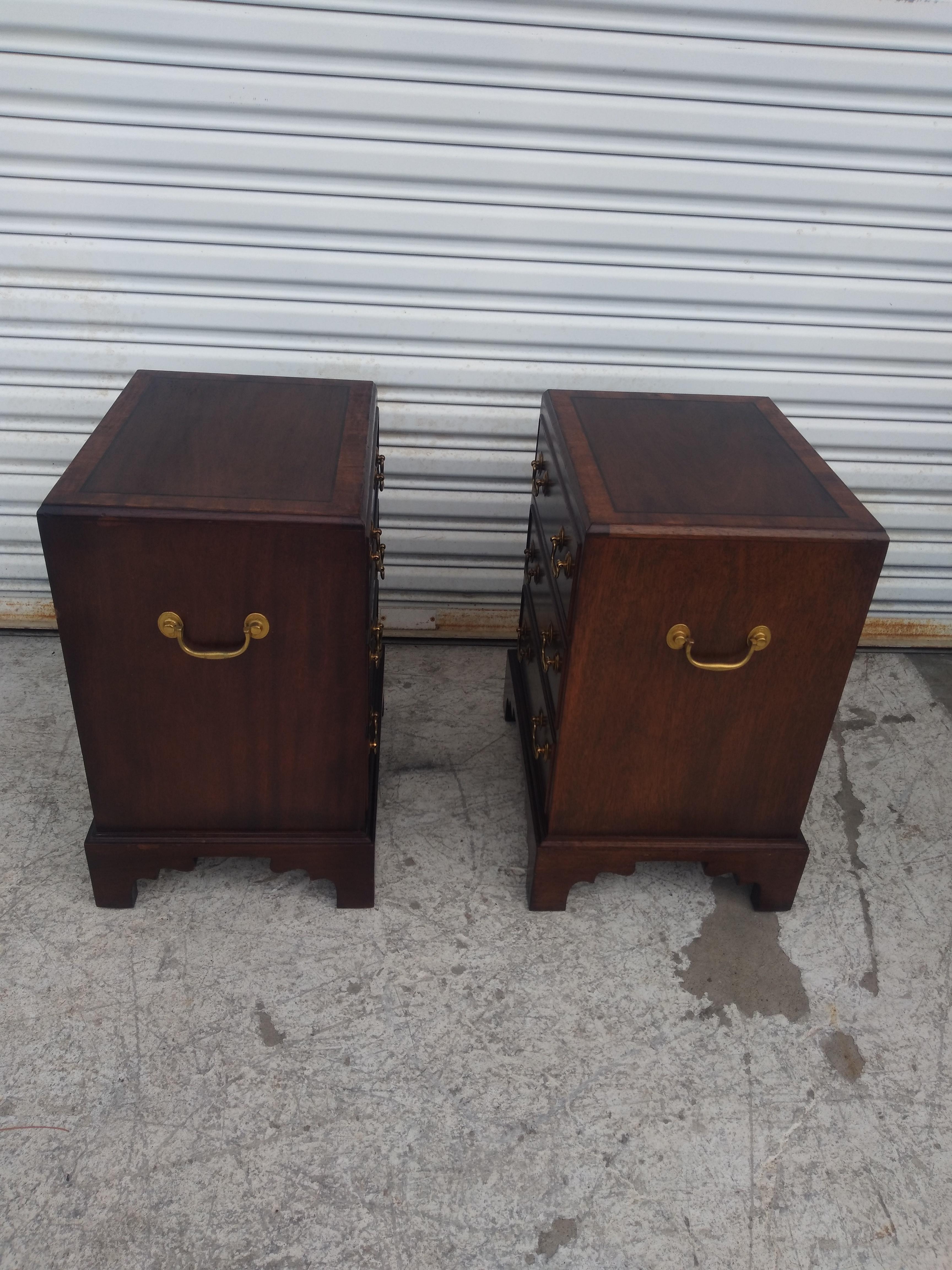 American Pair of Mahogany Chippendale Style 3 Drawer Nightstands