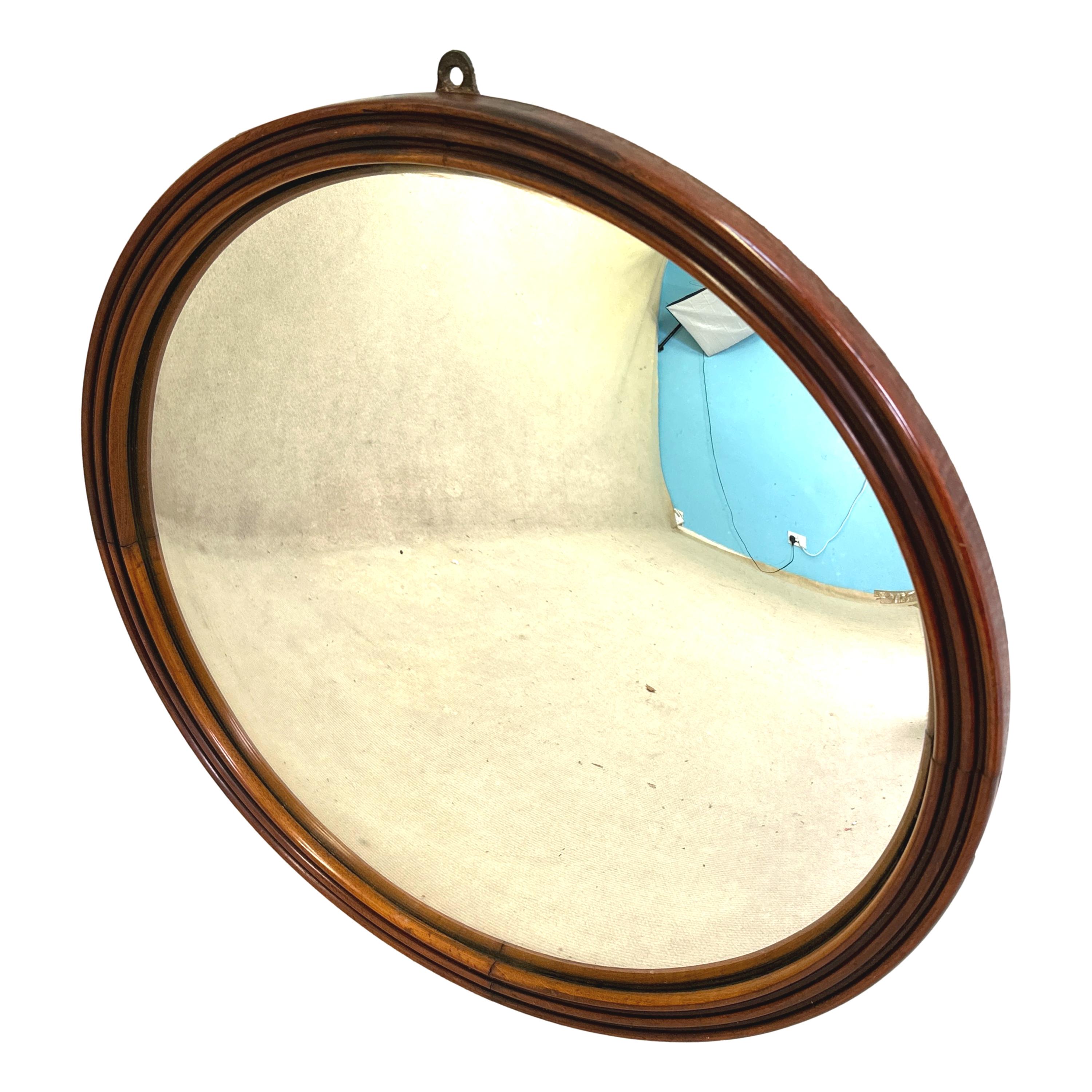 Pair Of Mahogany Circular Convex Mirrors In Good Condition For Sale In Bedfordshire, GB