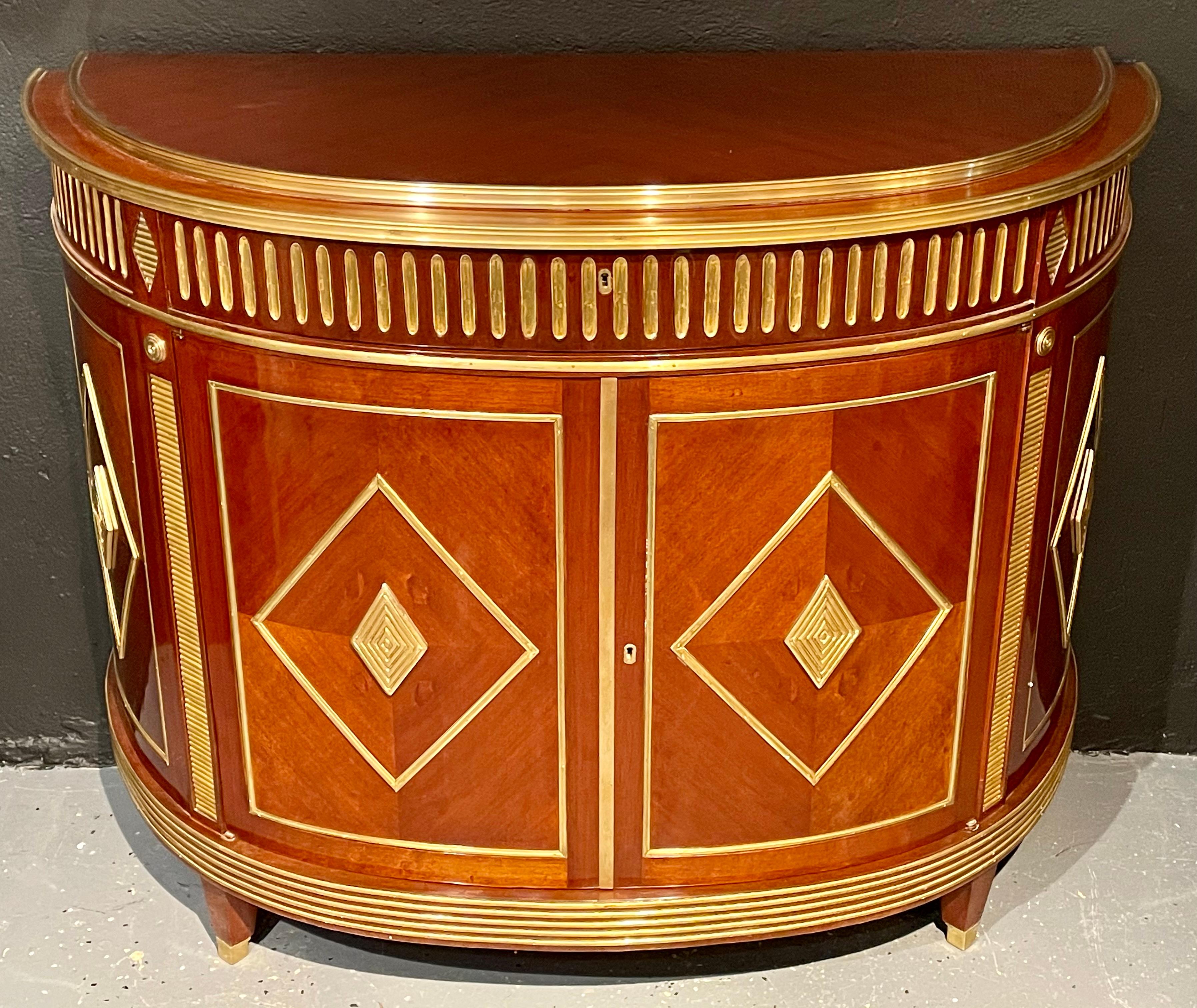 20th Century Pair of Mahogany Demilune Servers, Commodes Nightstands, Russian Neoclassical