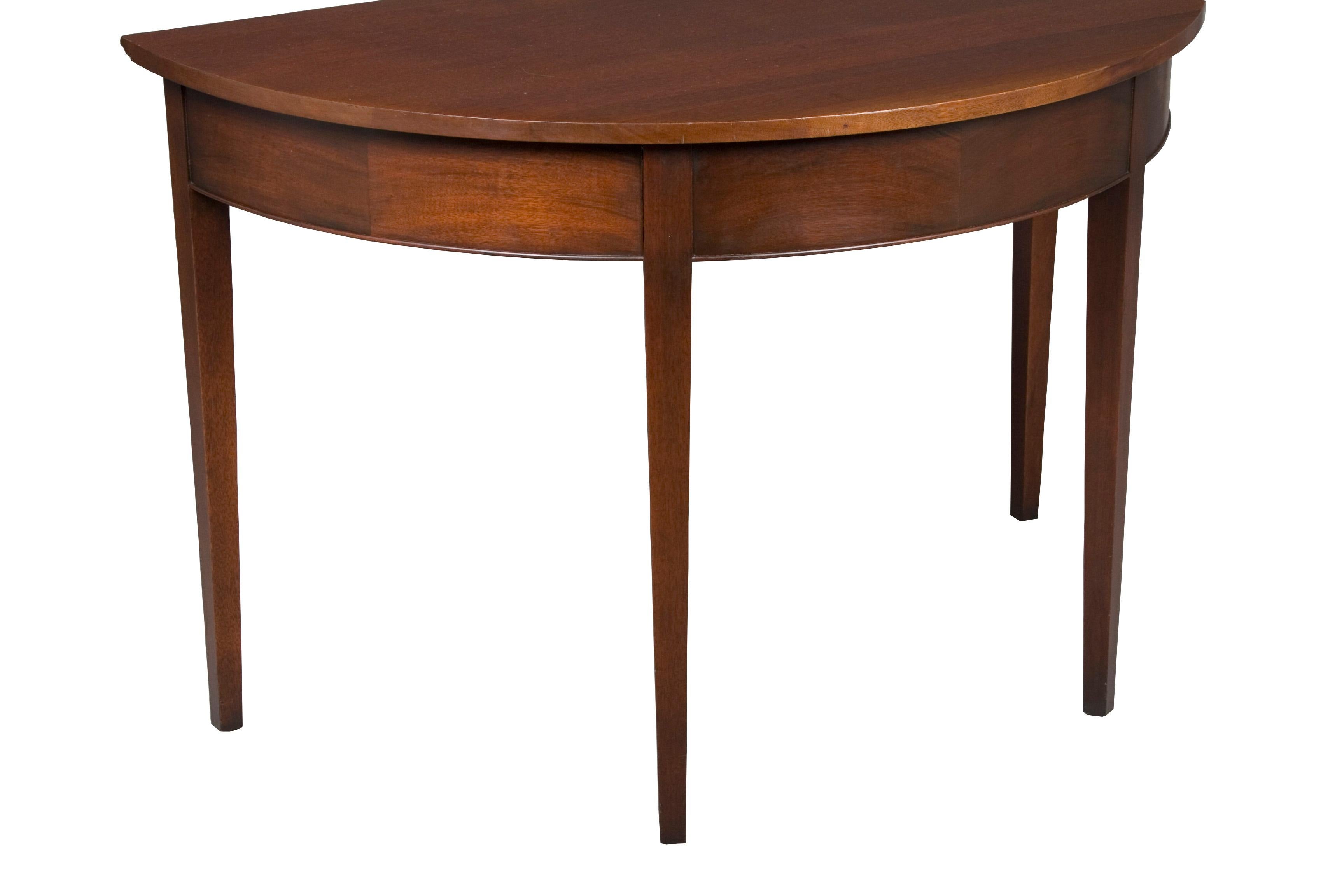 Pair of Mahogany Demilune Half Moon Side Hall Tables 3