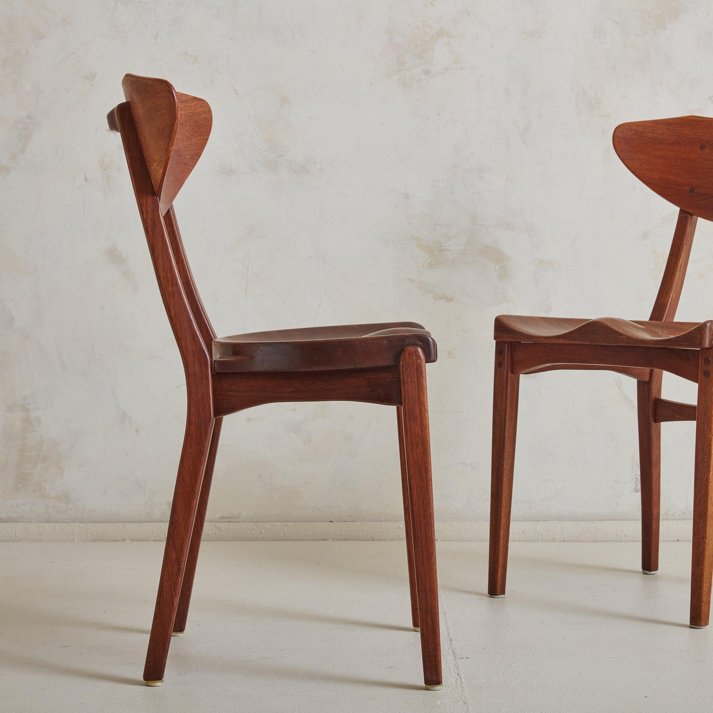 Pair of Mahogany Dining Chairs by Richard Jensen & Kjærulff Rasmussen, Denmark For Sale 1