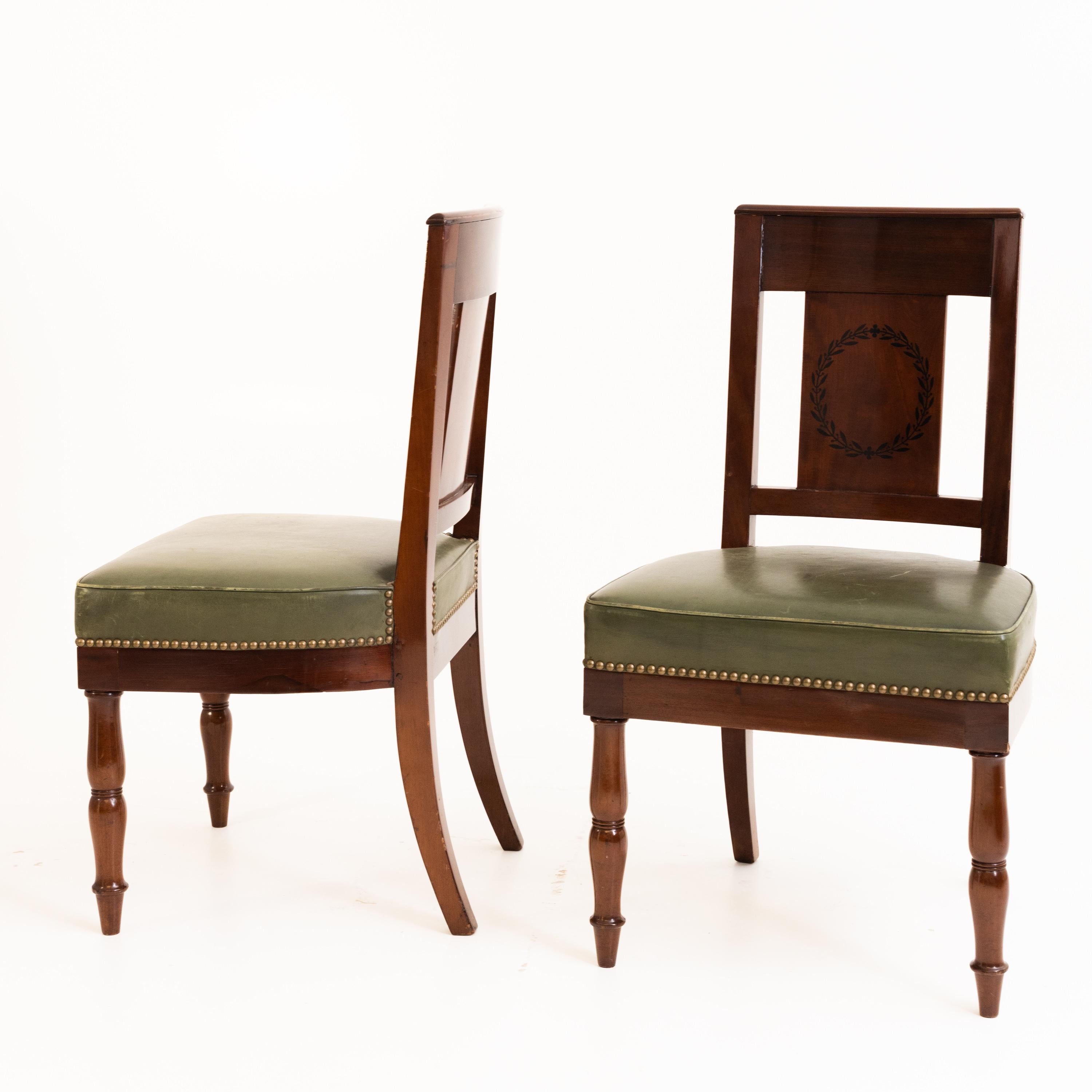 French Pair of Mahogany Dining Room Chairs, Paris, circa 1810 For Sale