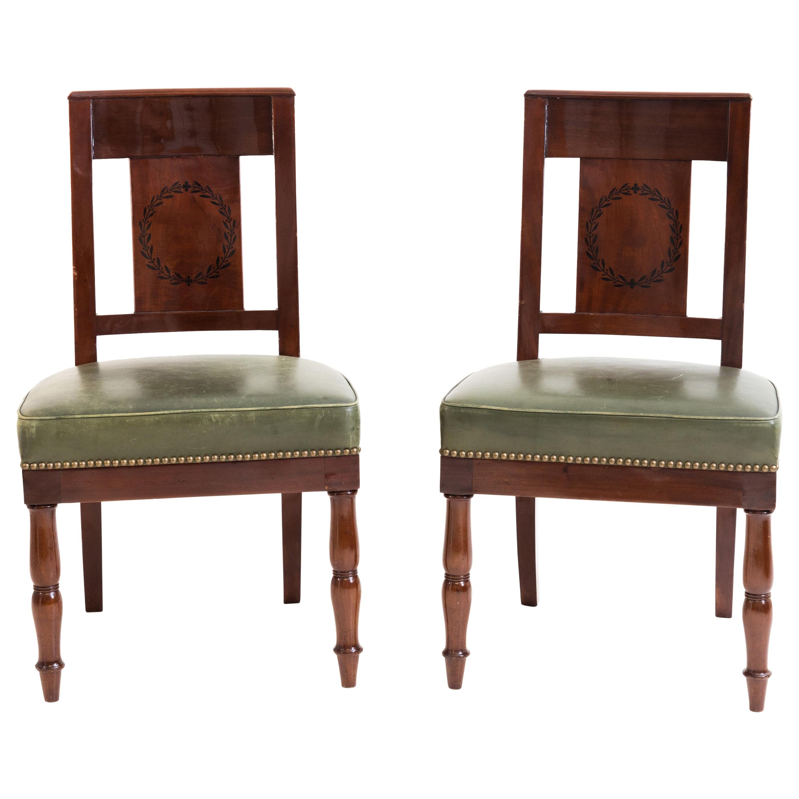 Pair of Mahogany Dining Room Chairs, Paris, circa 1810