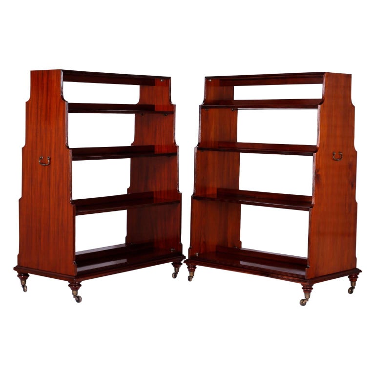 Pair of Mahogany DoubleSided Bookcases at 1stDibs