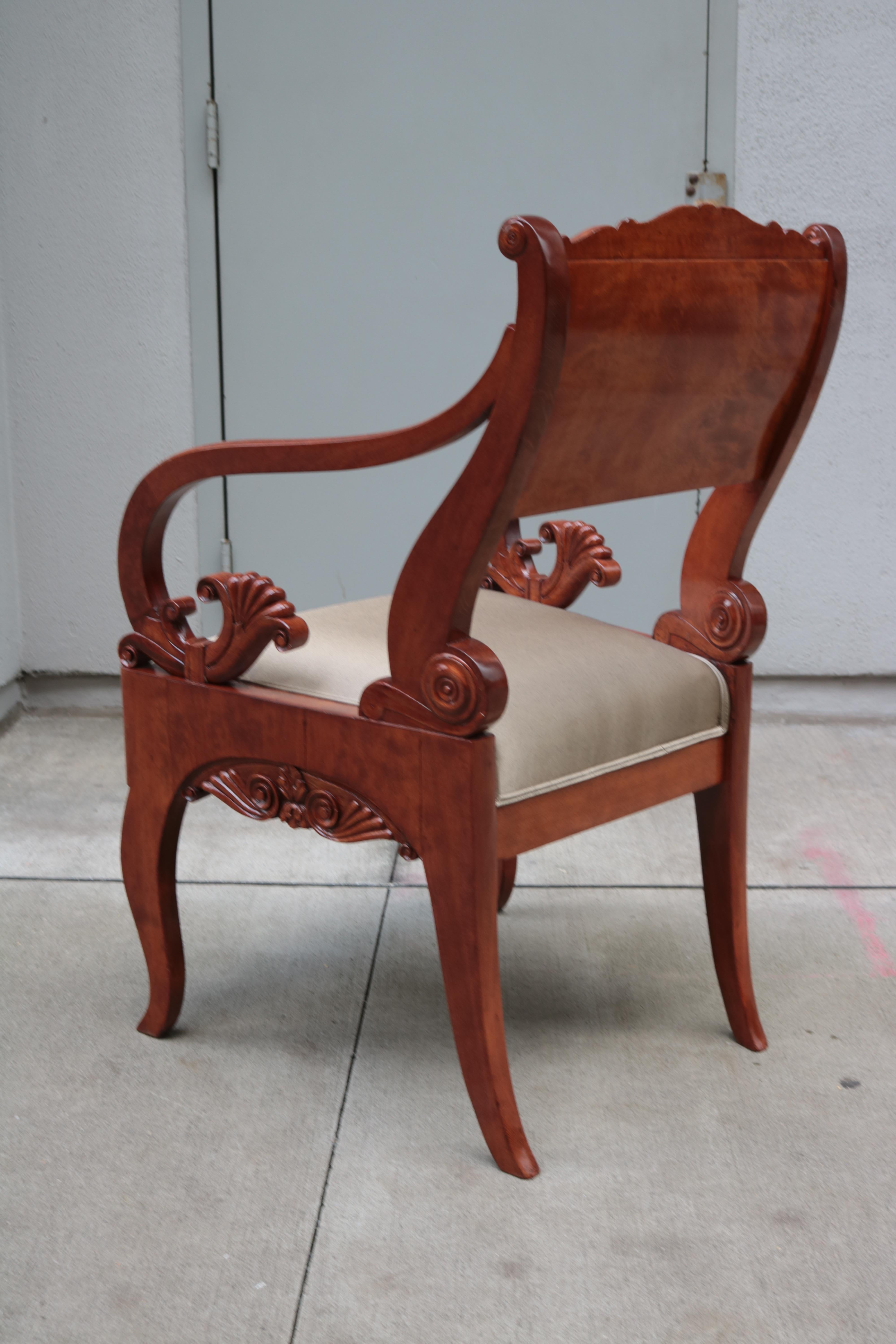 Pair of Mahogany Empire Armchairs For Sale 5