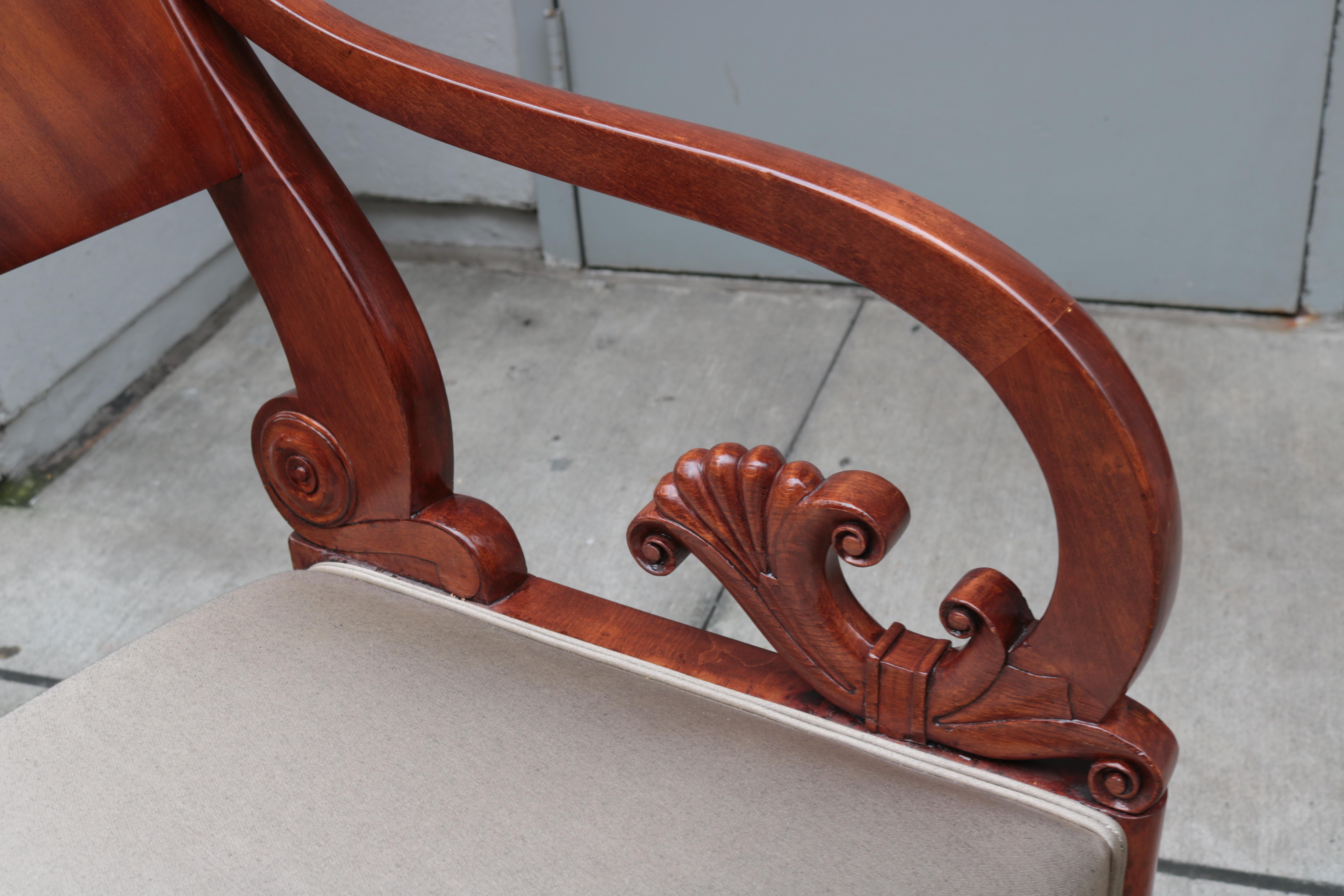 Early 19th Century Pair of Mahogany Empire Armchairs For Sale