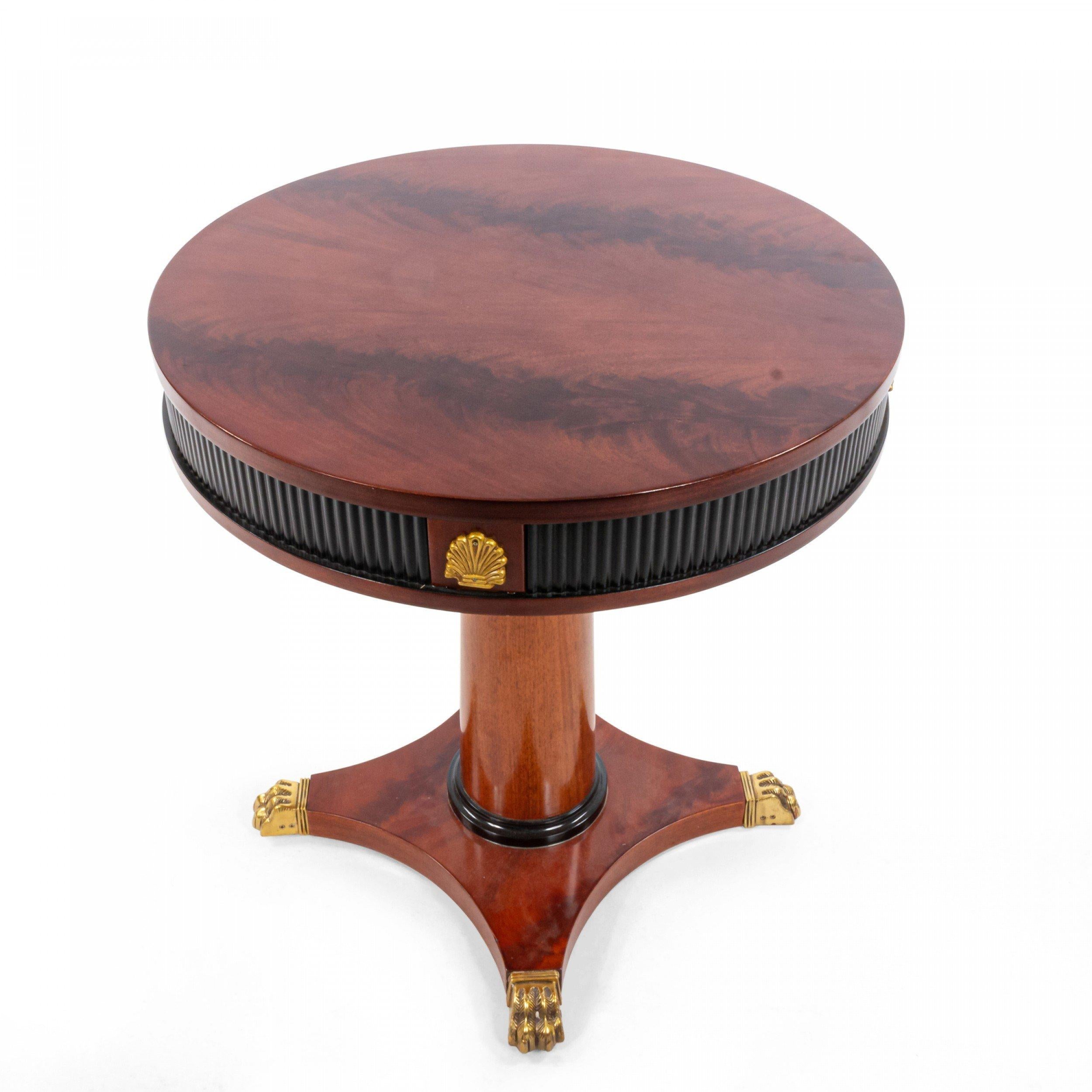 American Pair of Mahogany Empire Style Drum Tables