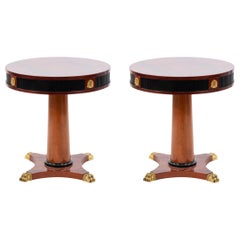 Pair of Mahogany Empire Style Drum Tables