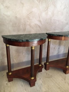 Pair of Mahogany Empire Style Half Moon Console Table