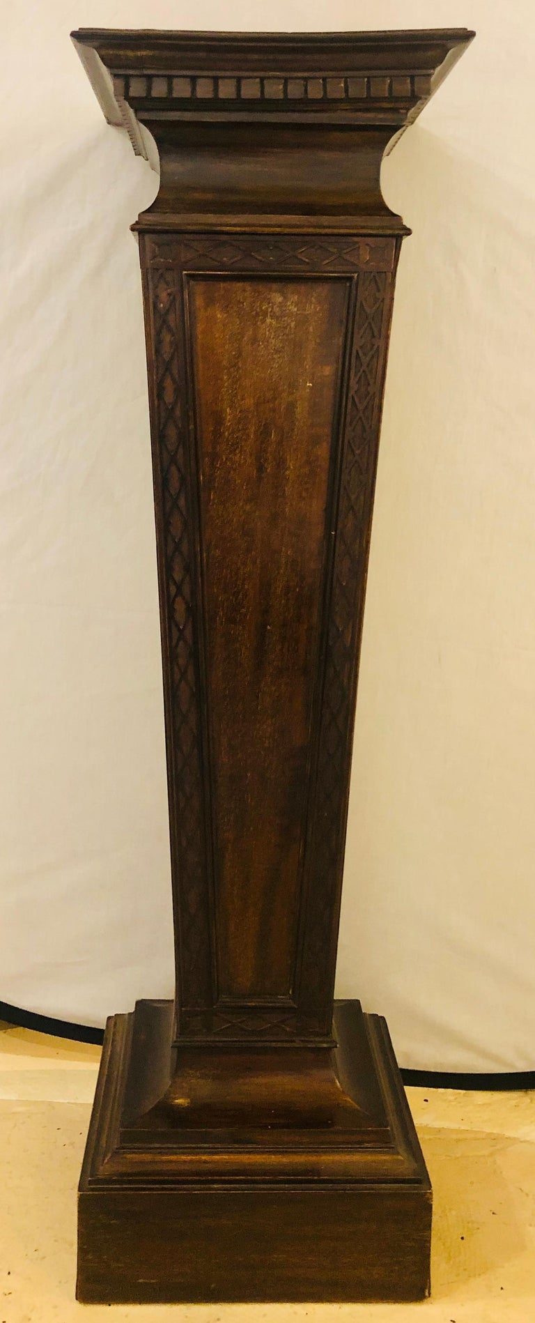 Pair of Mahogany Empire Style Wooden Pedestals at 1stDibs