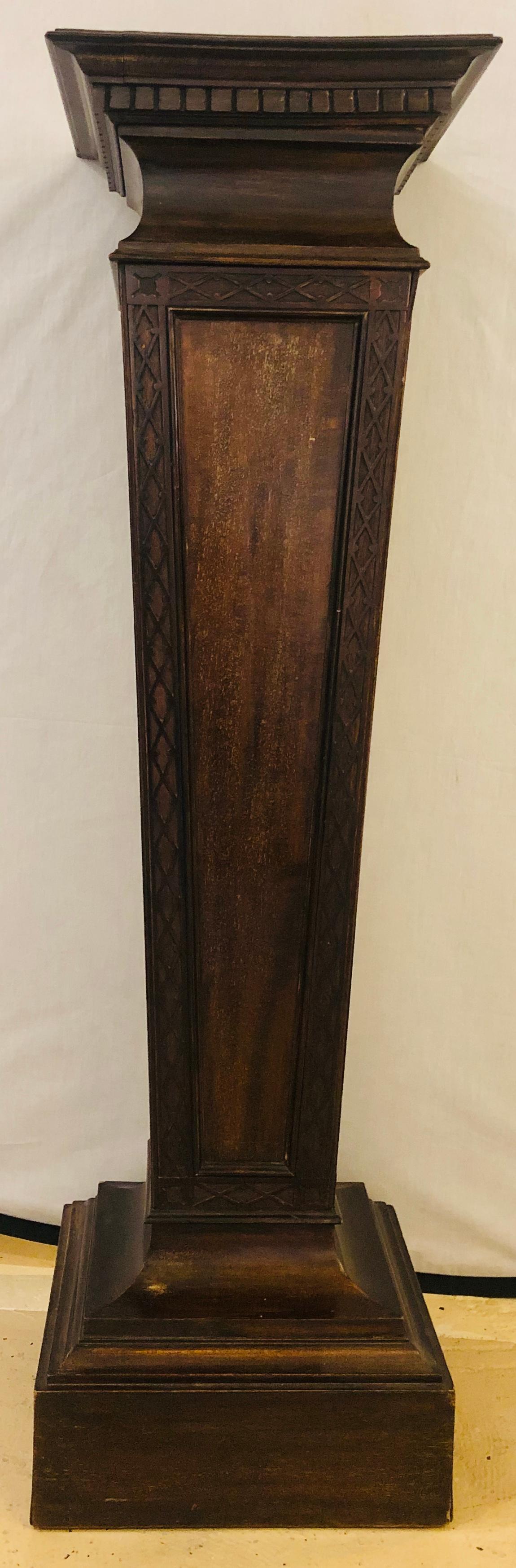 Pair of Mahogany Empire Style Wooden Pedestals 2