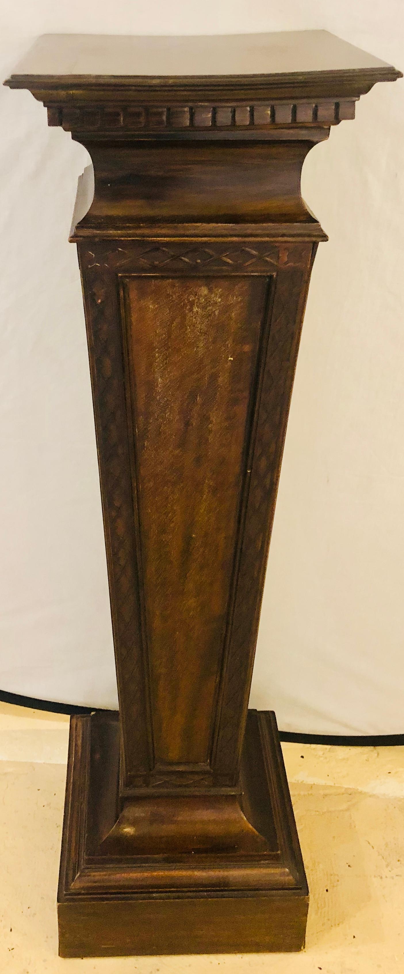 Pair of Mahogany Empire Style Wooden Pedestals 3