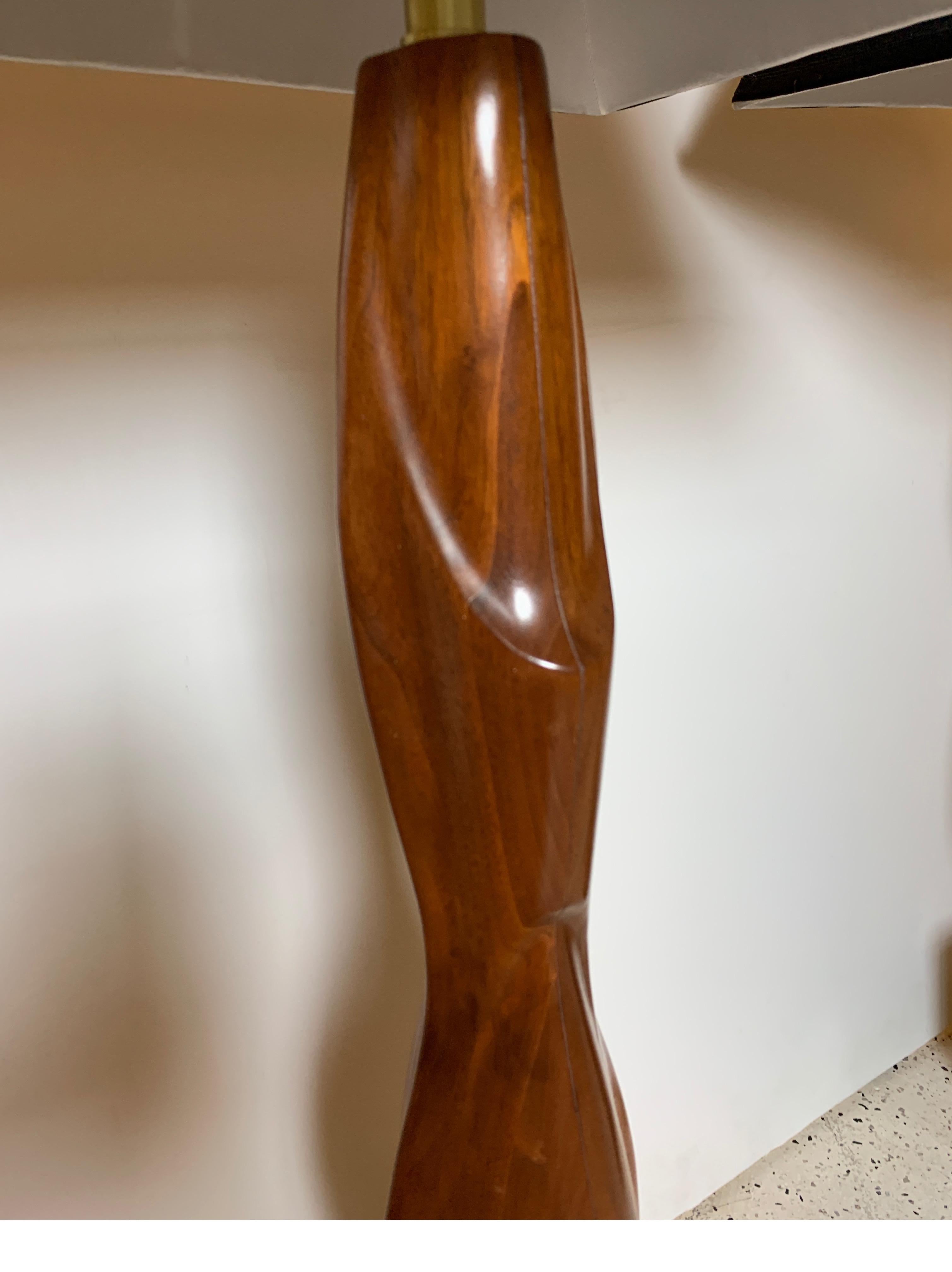 Pair of Mahogany Figural Midcentury Lamps by Laurel Lamp Co. 3