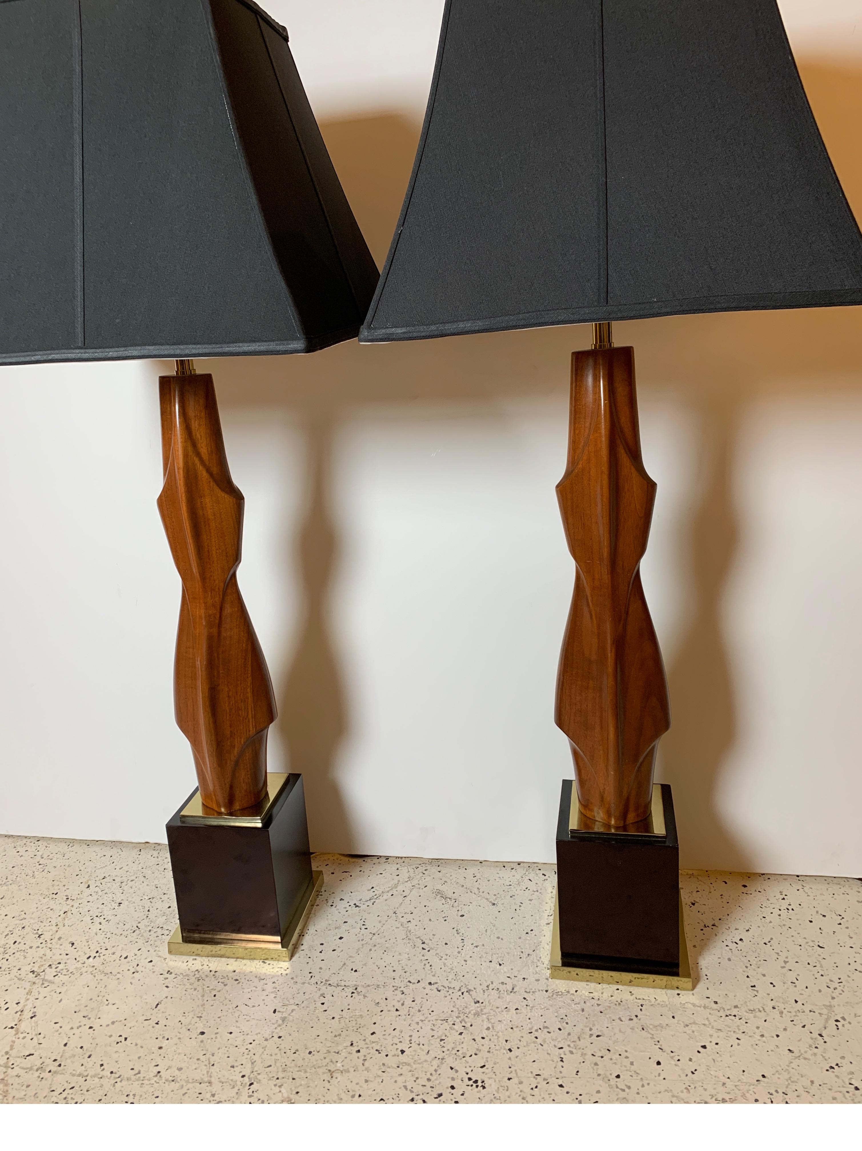 Mid-20th Century Pair of Mahogany Figural Midcentury Lamps by Laurel Lamp Co.