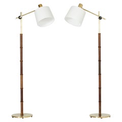 Pair of Mahogany Floor Lamps from Falkenbergs Belysning