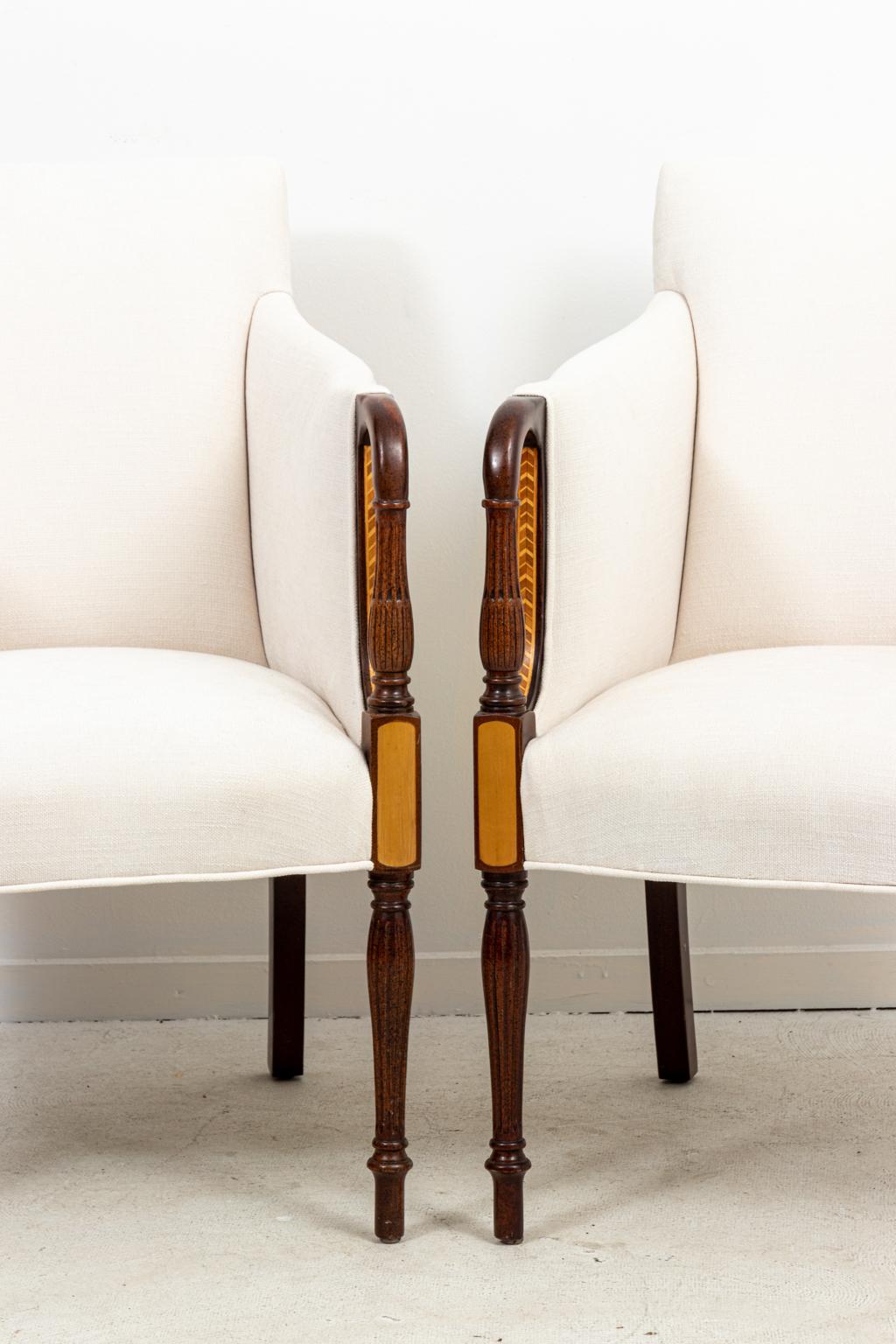 Neoclassical Pair of Mahogany Framed Armchairs