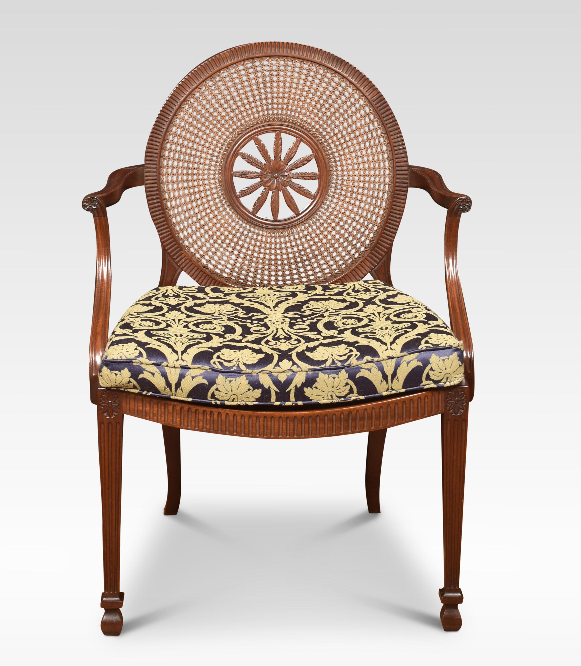 British Pair of mahogany framed armchairs