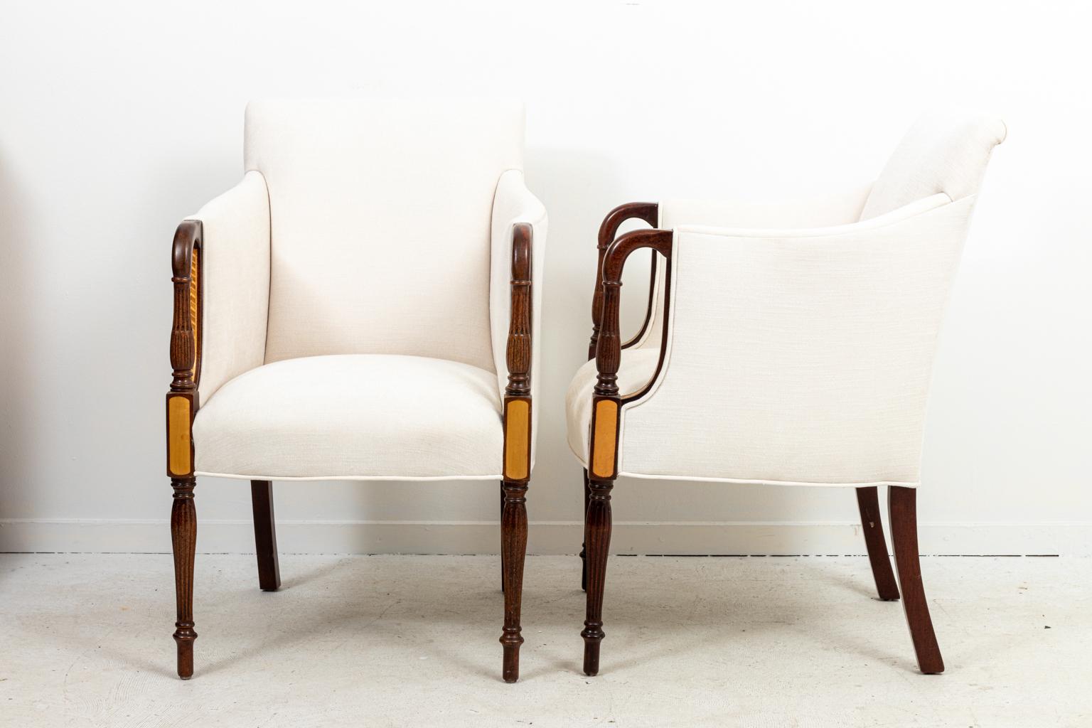 Pair of Mahogany Framed Armchairs In Good Condition In Stamford, CT