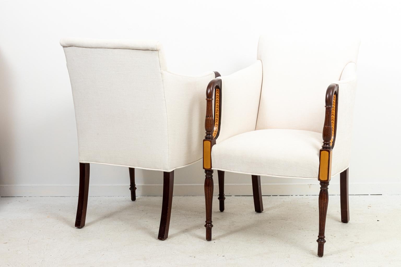 Mid-20th Century Pair of Mahogany Framed Armchairs