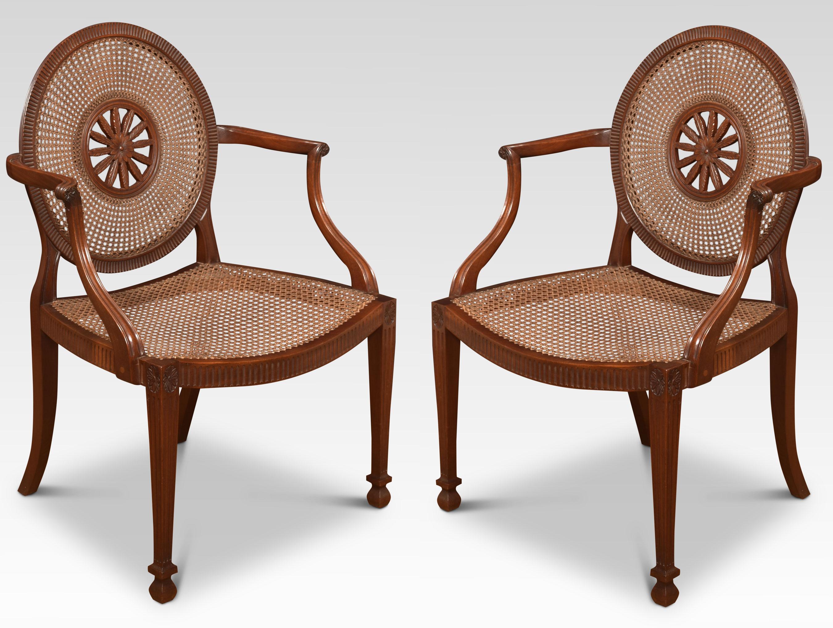 20th Century Pair of mahogany framed armchairs