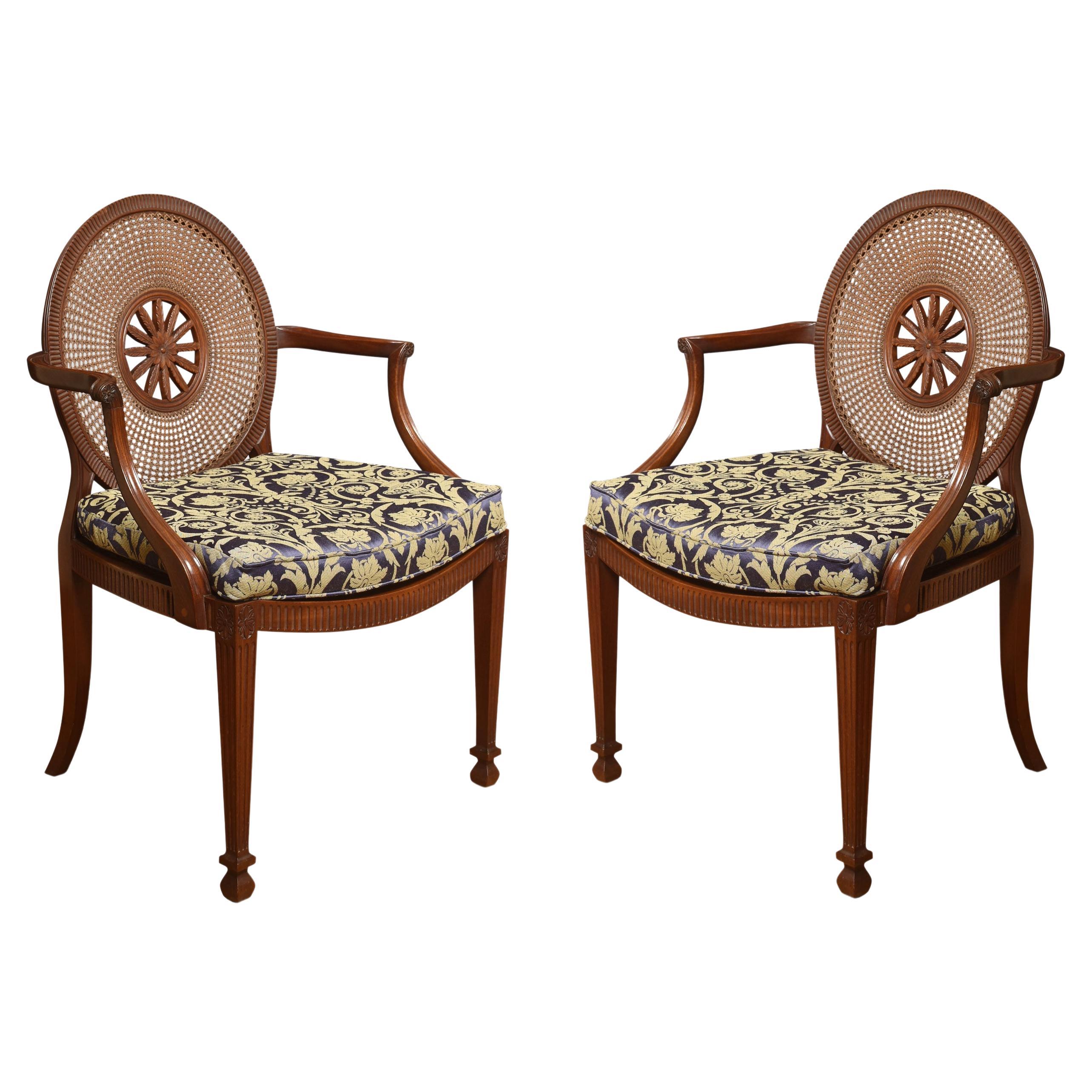 Pair of mahogany framed armchairs