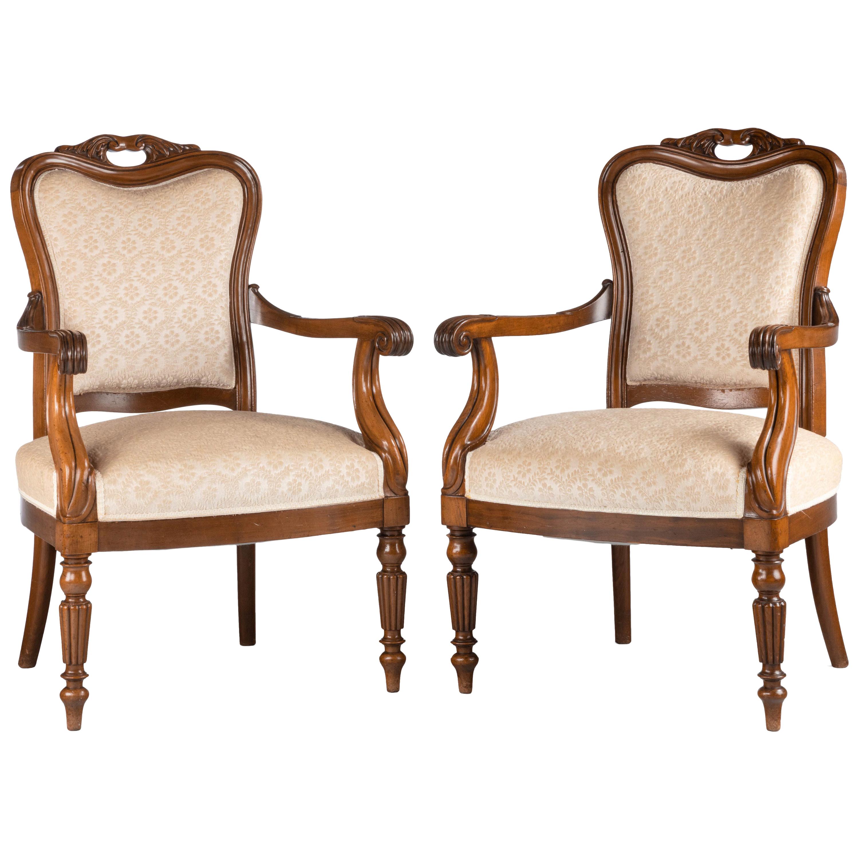 Pair of Mahogany Framed Easy Chairs