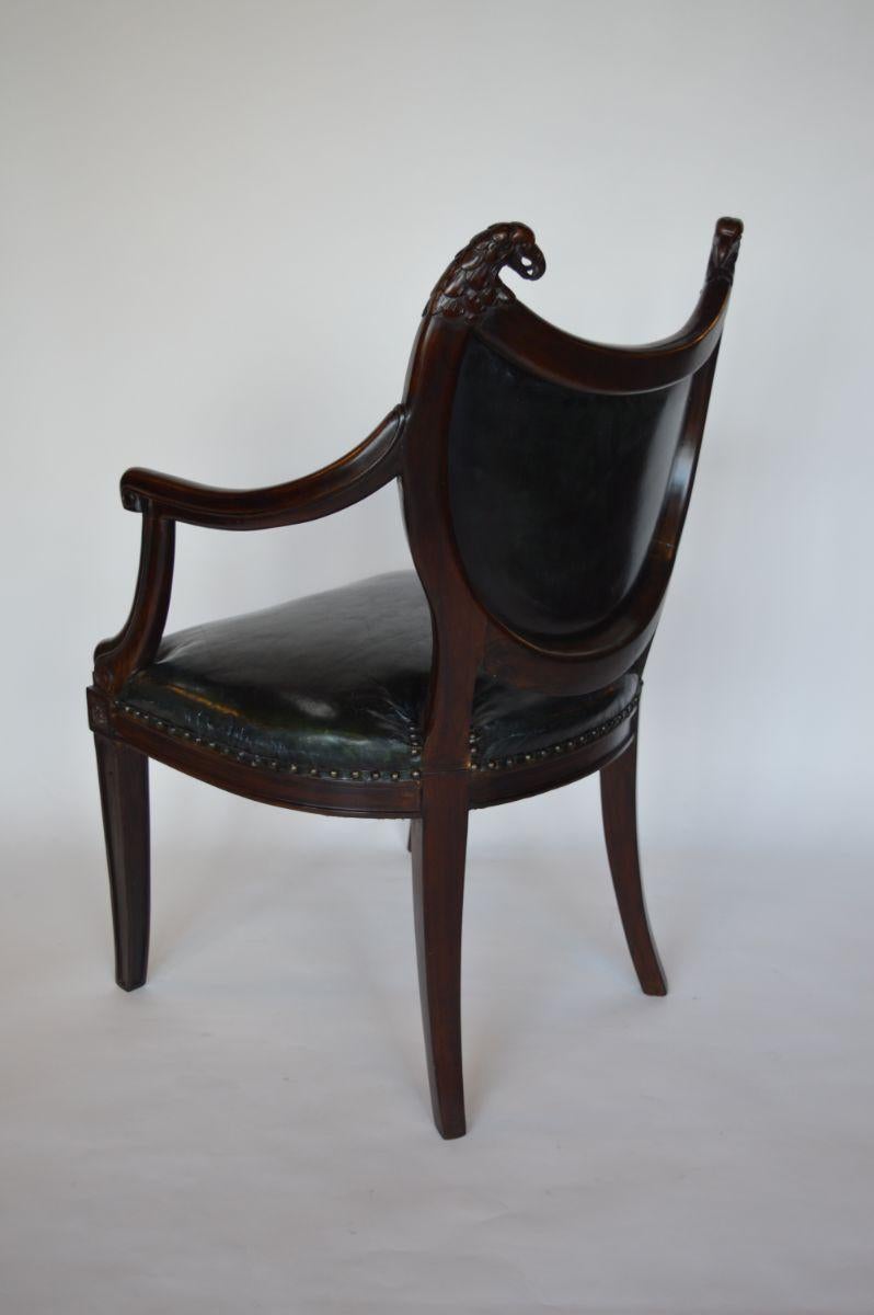 Pair of Mahogany French Bistro Arm Chairs with Leather Upolstry 6