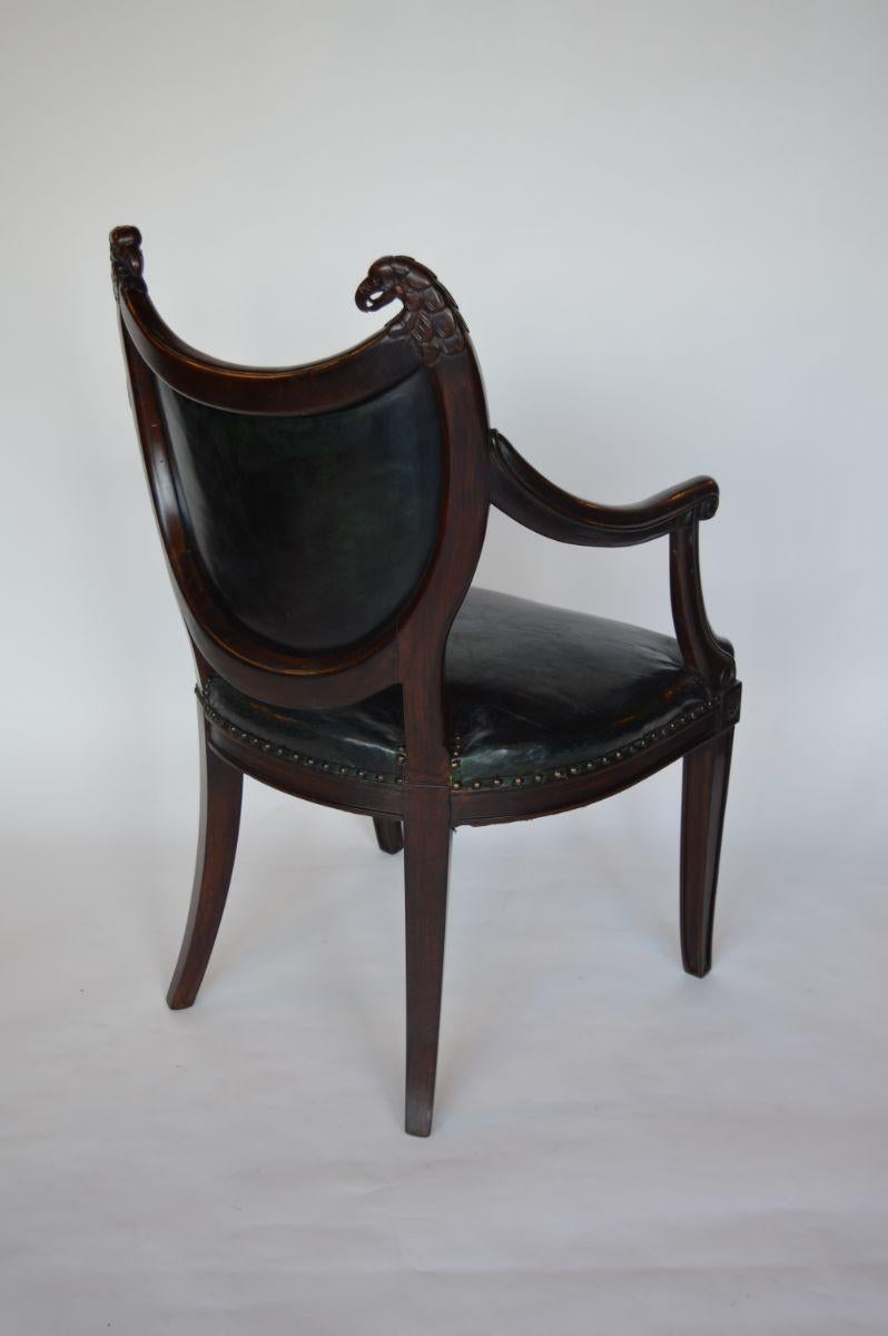 Pair of Mahogany French Bistro Arm Chairs with Leather Upolstry 3