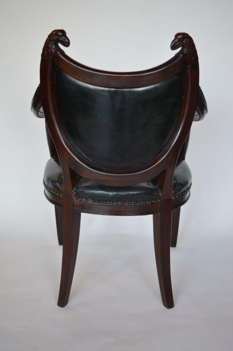 Pair of Mahogany French Bistro Arm Chairs with Leather Upolstry 5