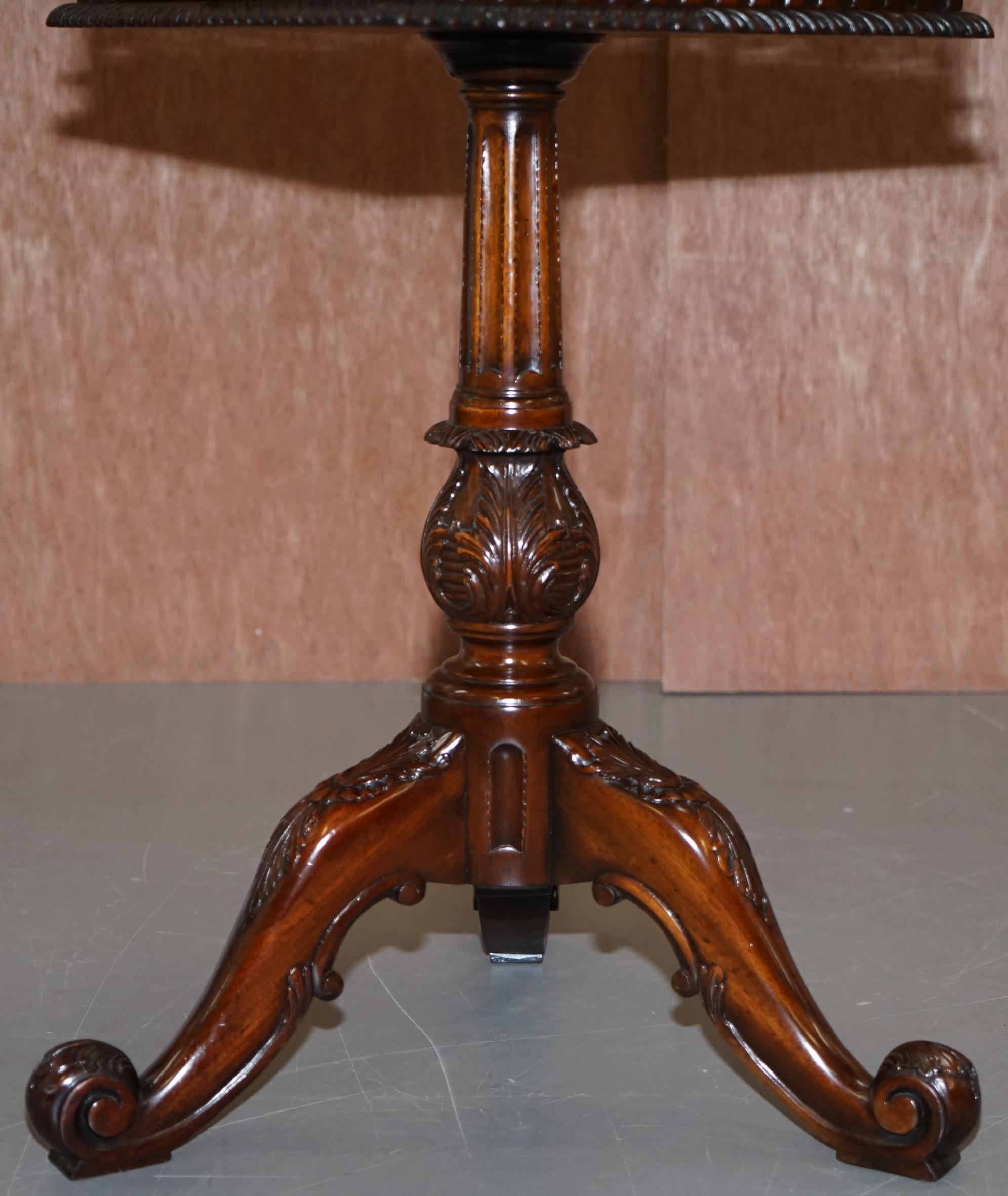 Edwardian Pair of Mahogany Fretwork Gallery Carved Side End Tables Chippendale Revival