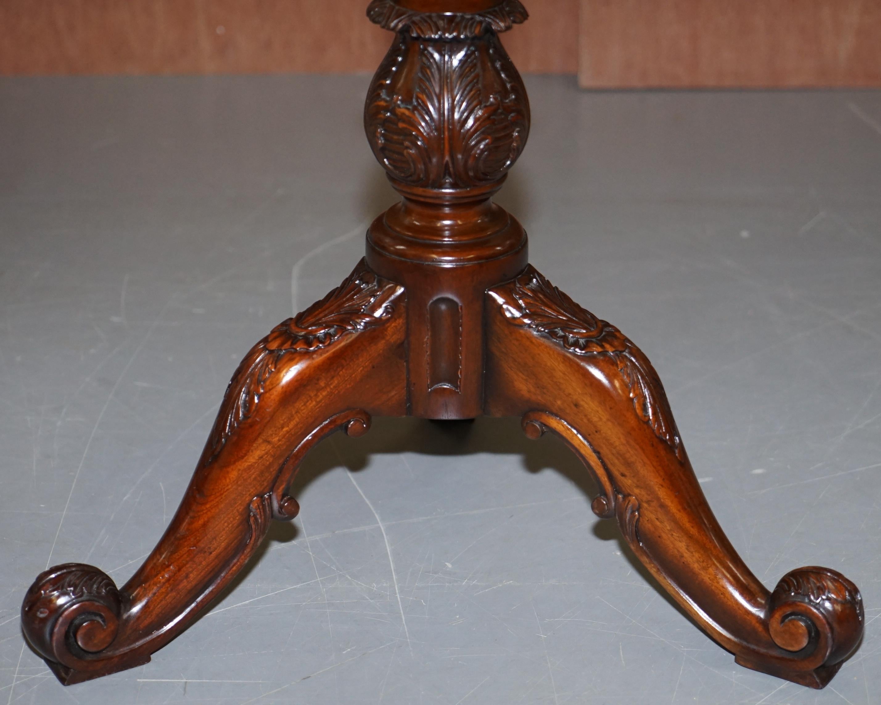 English Pair of Mahogany Fretwork Gallery Carved Side End Tables Chippendale Revival