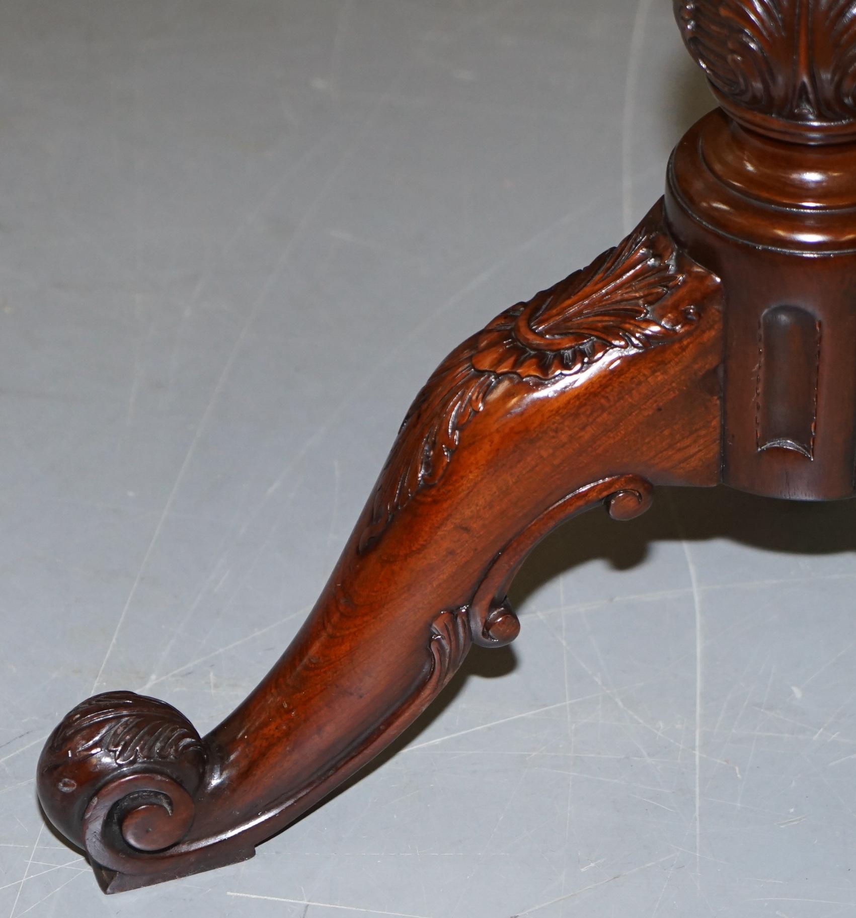 Hand-Crafted Pair of Mahogany Fretwork Gallery Carved Side End Tables Chippendale Revival